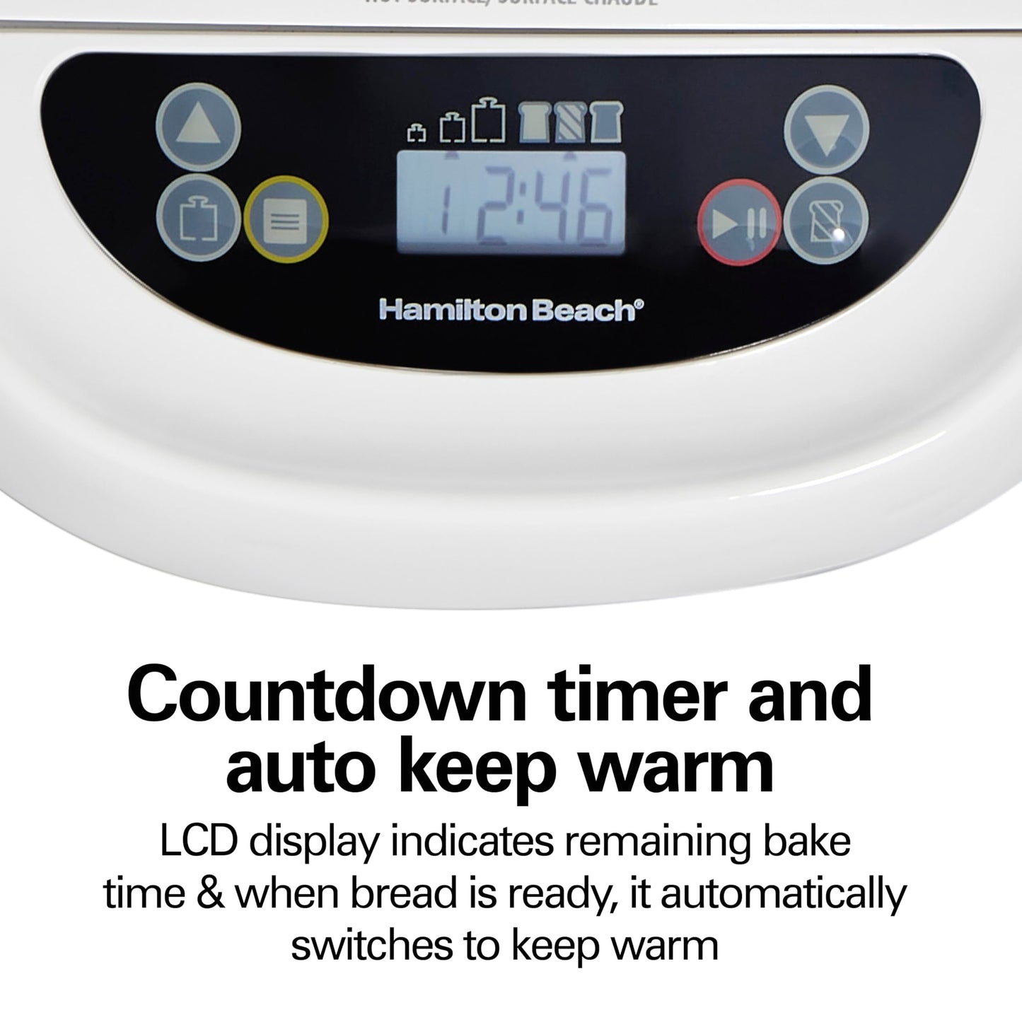 Hamilton Beach - Máquina para hacer pan eléctrica digital artesanal y sin gluten, capacidad de 2 libras, 14 ajustes, blanco y acero inoxidable (29987)