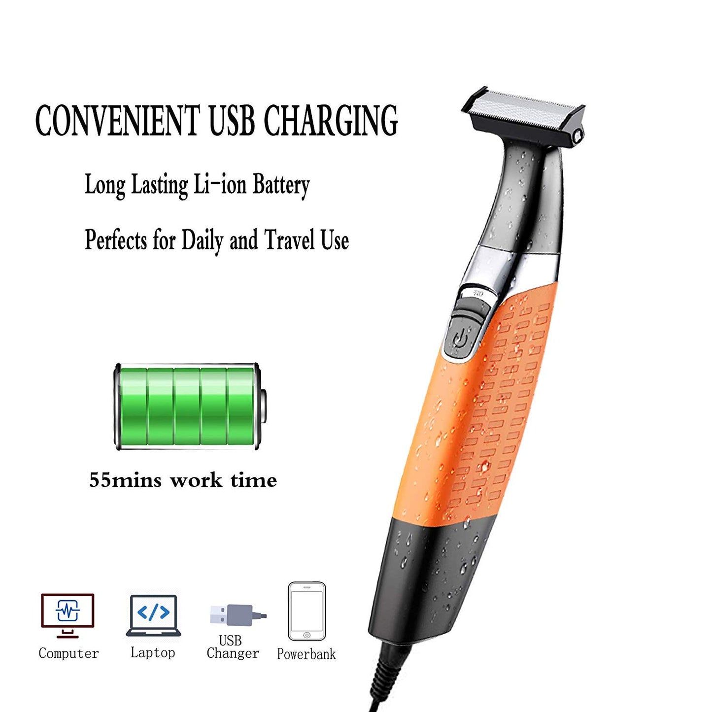 Afeitadoras eléctricas, recortadoras de barba para hombres, resistente al agua para el cuidado de la barba, sin cables USB recargable y removedor de pelo para cejas, barba facial y pelo corporal para hombres y mujeres