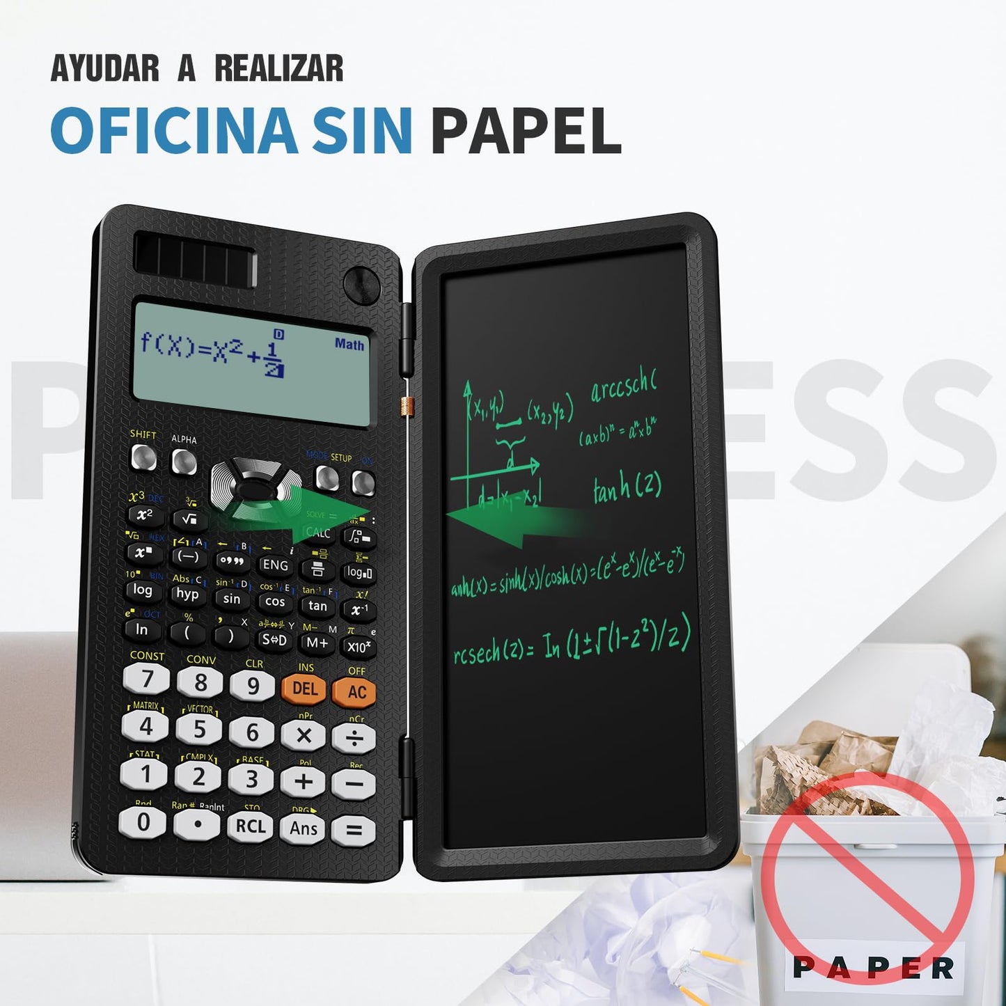Calculadora Científica ROATEE Multivista 4 Líneas con Tablet de Escritura LCD Borrable Energía Solar para Escuelas y Empresas