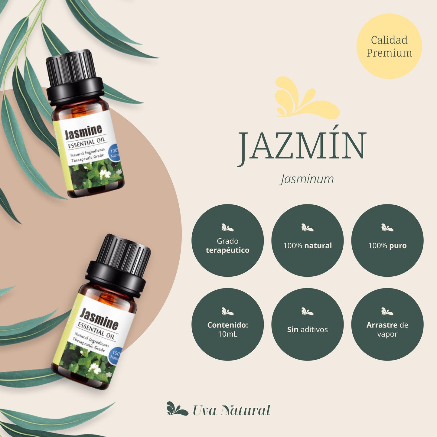 Aceite Esencial Natural Jazmín UVa Natural Difusores Humidificadores Caja de Regalo
