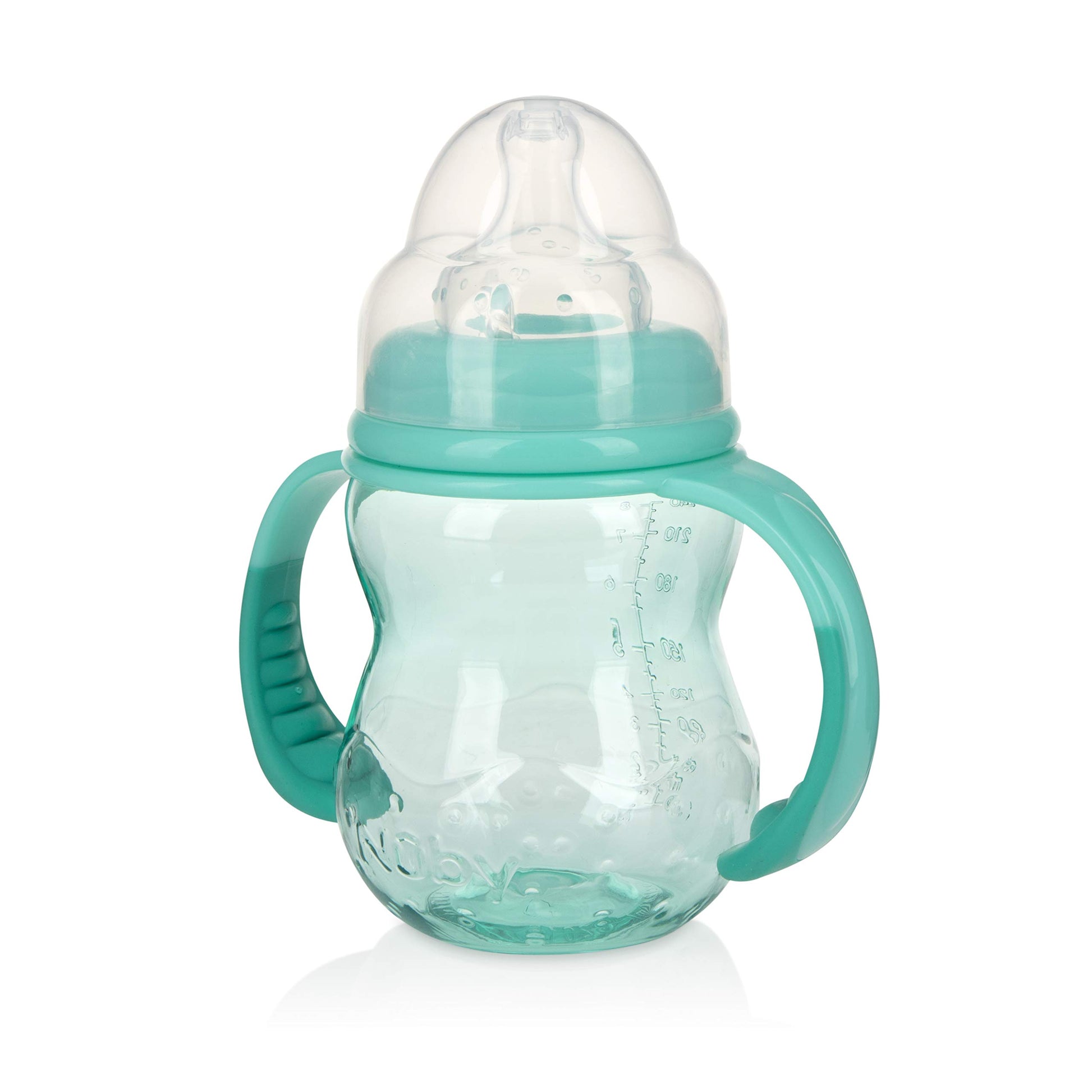 Botella de Cuello Ancho Nuby Multicolor sin Goteo de 3 Etapas para Niños
