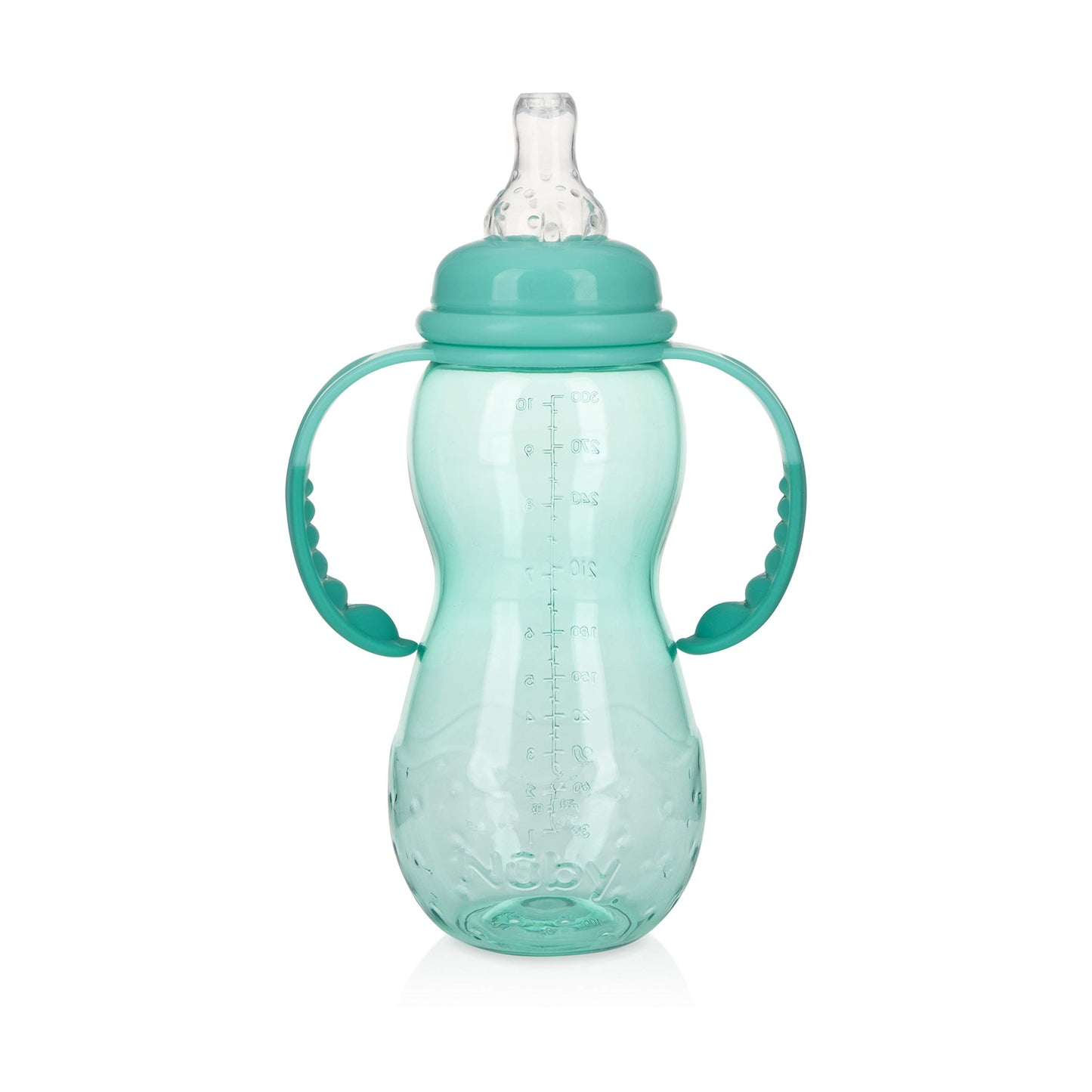 Botella a Taza Nuby Verde Azulado Ultra Durable Tritan sin Derrames 3 Etapas 10 Onzas