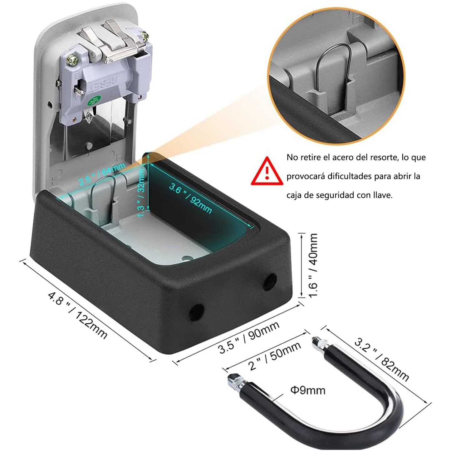 Caja para Llaves Lockbox Gris de 4 Dígitos Reiniciable Impermeable para Oficinas y Hogar