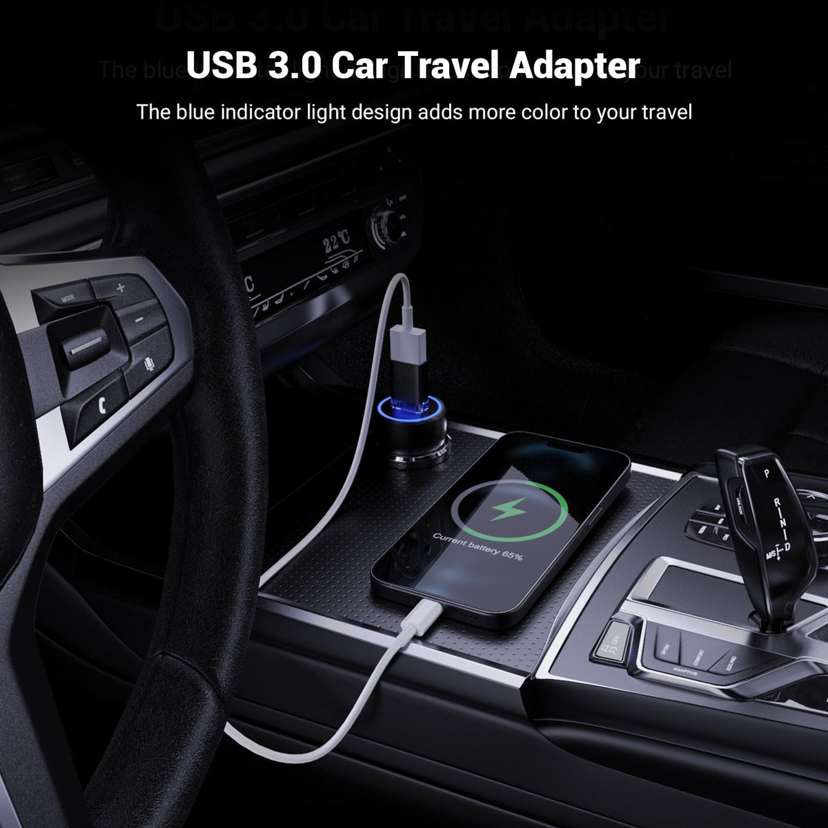 Adaptador USB a USB-C Fidioto Negro con Luz para Diversos Dispositivos Tipo C