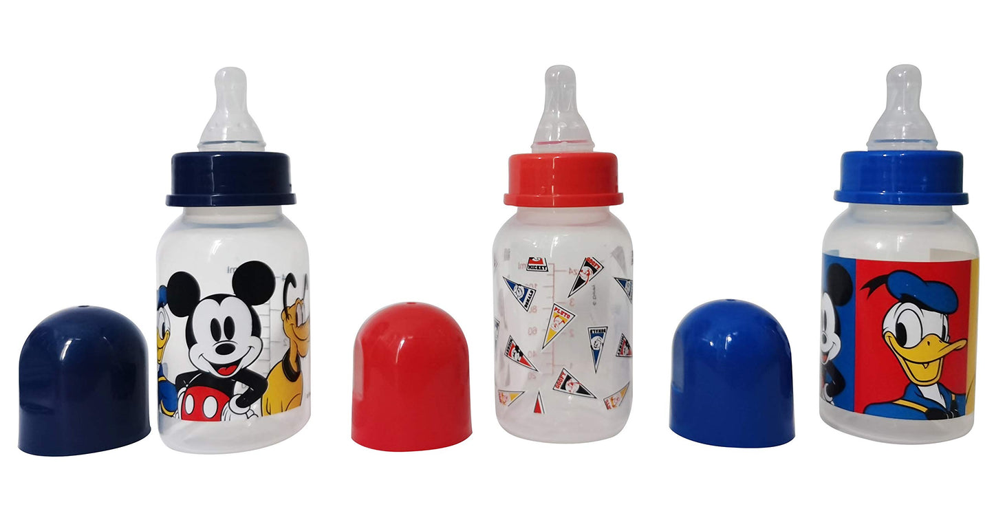 Cudlie Disney Baby Boy Mickey Mouse 5 oz Pack of Three Baby Bottles, Mickey Friends