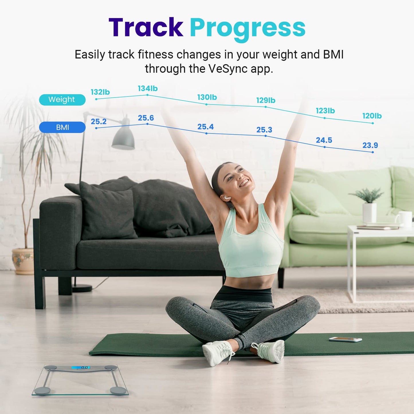 Báscula de Baño Etekcity Azul Bluetooth Mejorada Alta Precisión 400 Libras