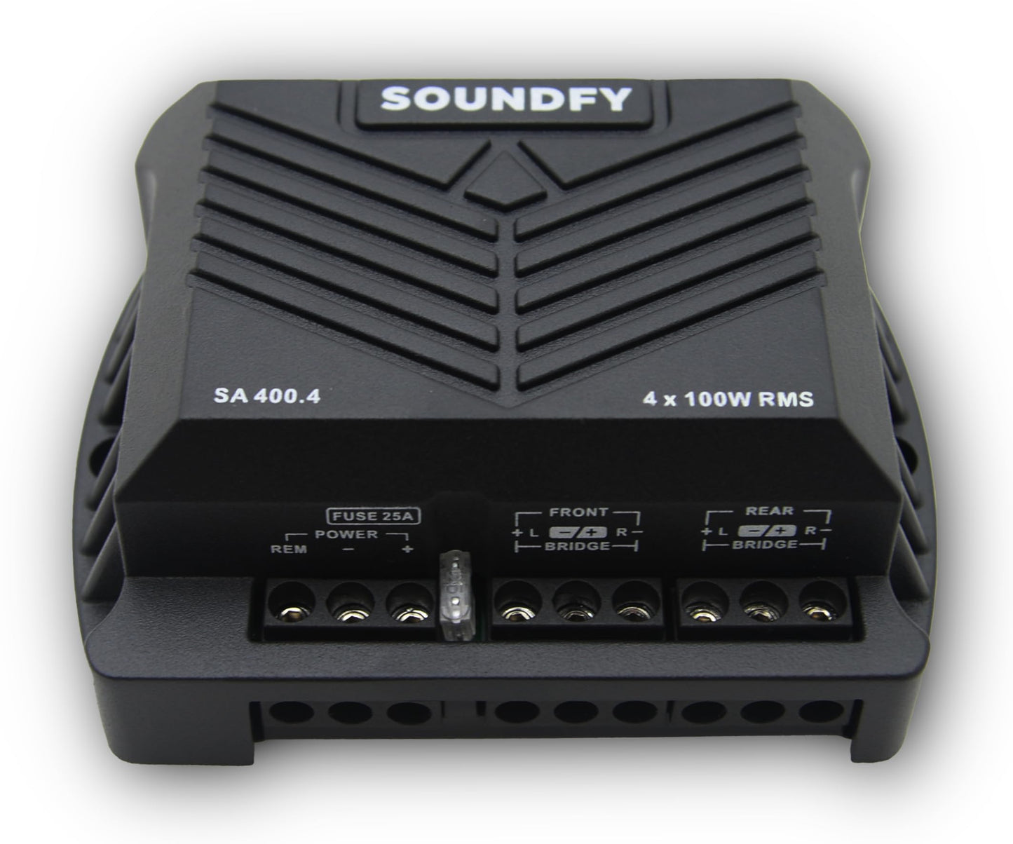 Amplificador Digital de Audio Soundfy SA 400.4 Negro Compacto Multicanal para Coche