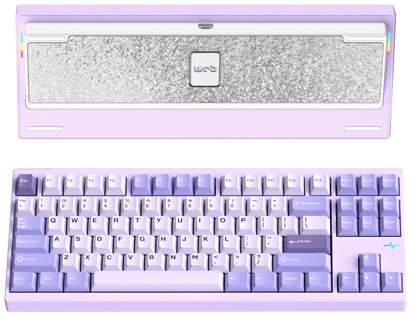 KEEBMONKEY WOBKEY Crush 80 Reboot CNC de aluminio de 5 segundos de liberación rápida triple modo de conectividad con acústica superior (Pro Purple)