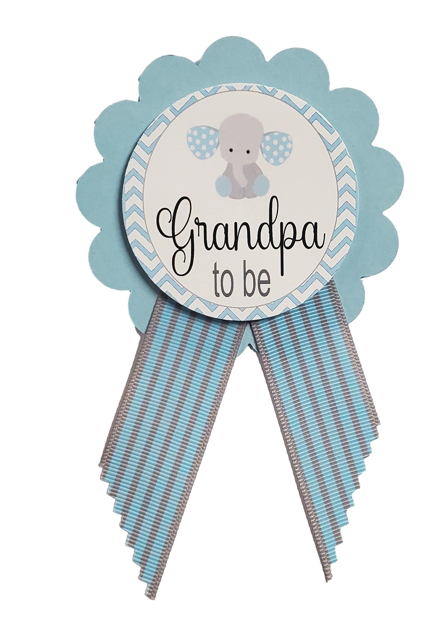 Grandpa to Be Pin Elephant Baby Shower It's a Boy for Grandparents to use, Blue & White, Baby Sprinkle
