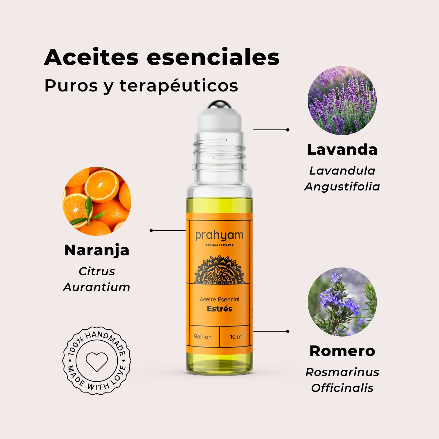 Aceites Esenciales PRAHYAM Roll On Aromaterapia 10 ml Relajación para Mujer Adulta