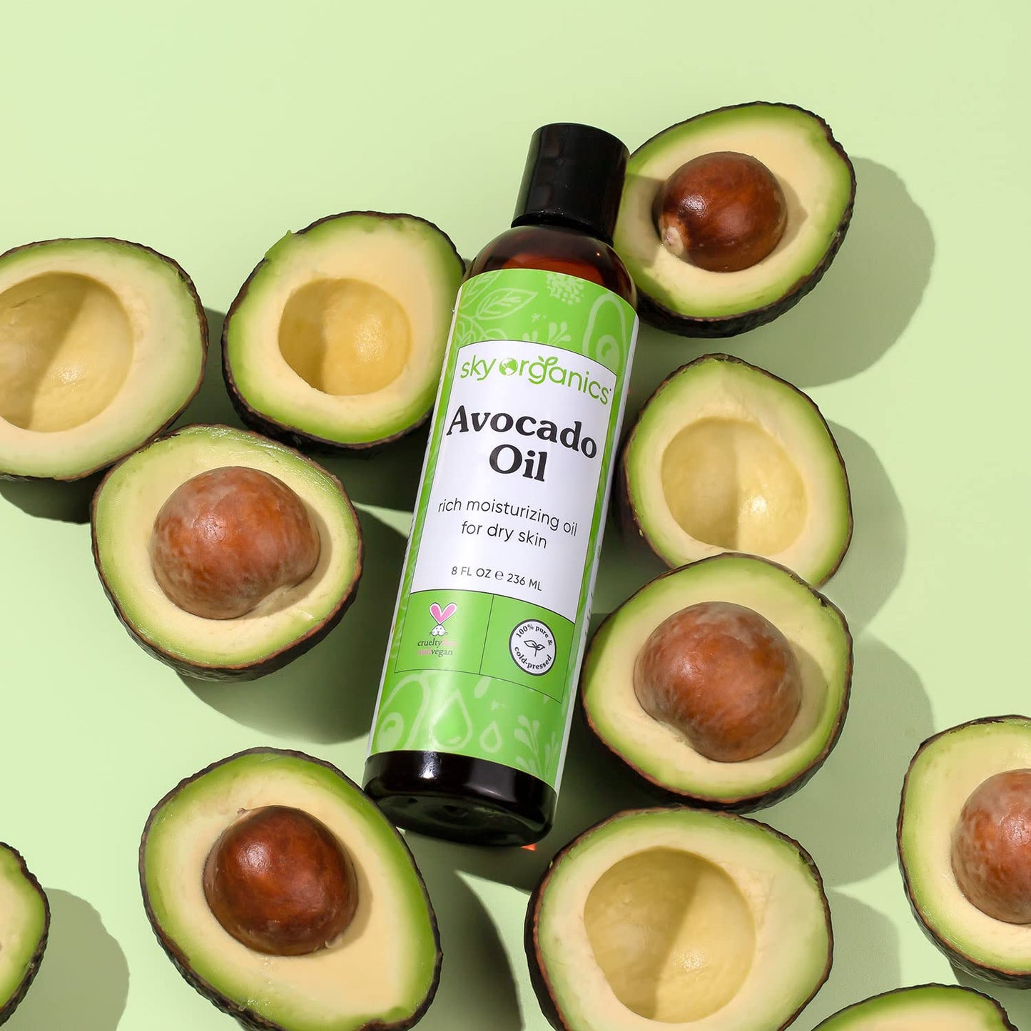 Avocado Oil by Sky Organics - 100% Pure, Natural & Cold-Pressed Avocado Oil - Ideal for Massage, Cooking and Aromatherapy- Rich in Vitamin E and Oleic Acid - 8oz