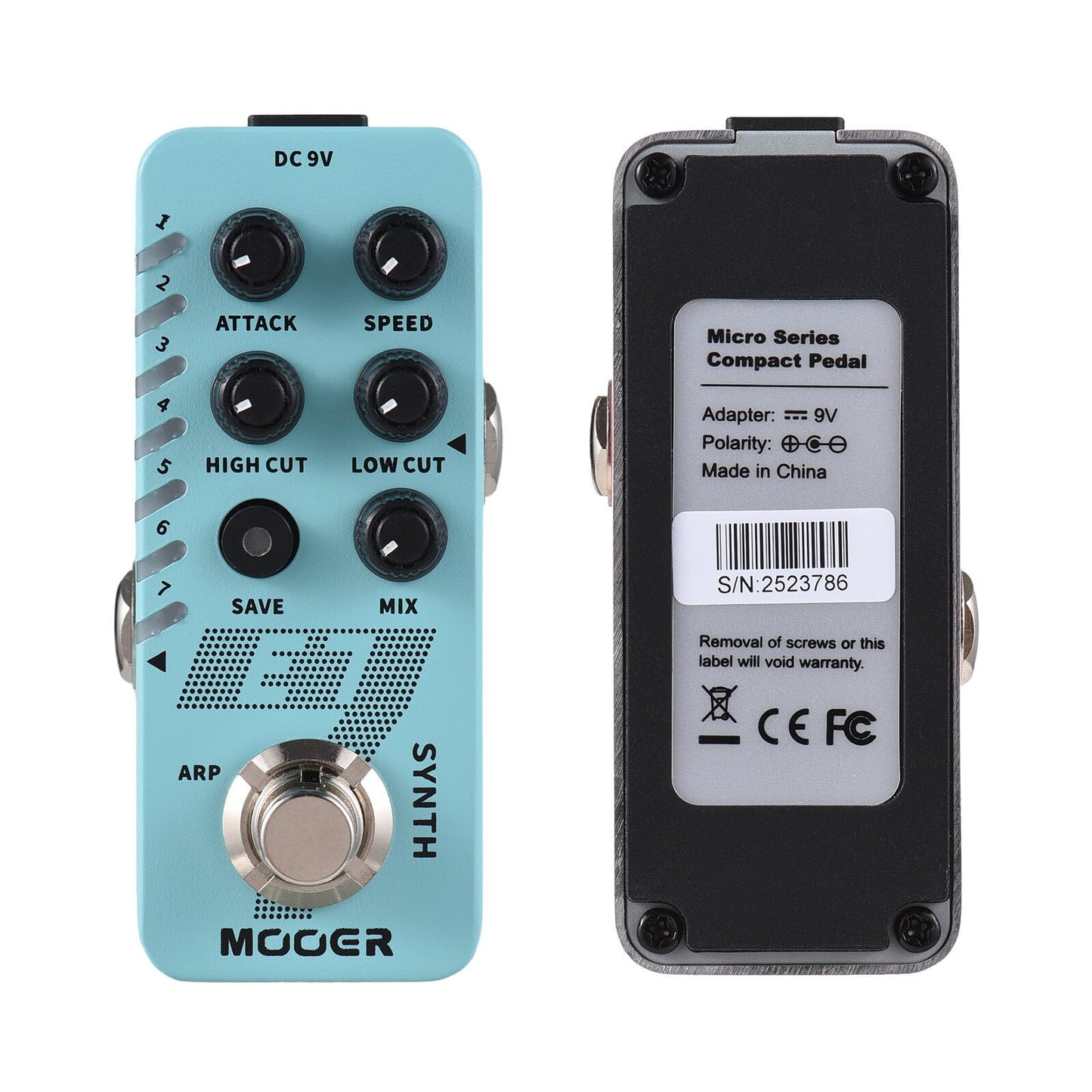 lifcasual Pedal Sintetizador de Guitarra Pedal de Efectos de Guitarra eléctrica 7 Modos de Sonido Synth True Bypass Carcasa metálica DC 9V Interfaz de Entrada/Salida de 6,35 mm ni Efecto Sintetizador