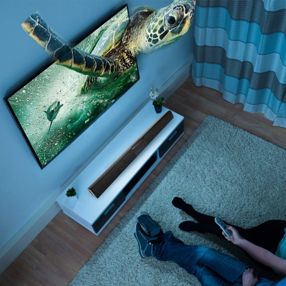 Ciglow Barra de Sonido de TV, Barra de Sonido Bluetooth Soporte de Altavoz inalámbrico Recargable Tarjeta TF Radio FM Altavoz inalámbrico de Sonido Envolvente para Cine en casa con Sonido Grave
