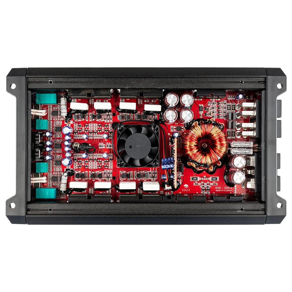 Amplificador de Coche DS18 Negro Rango Completo Clase A/B 4 Canales 1200 Vatios para Sistema de Audio del Coche