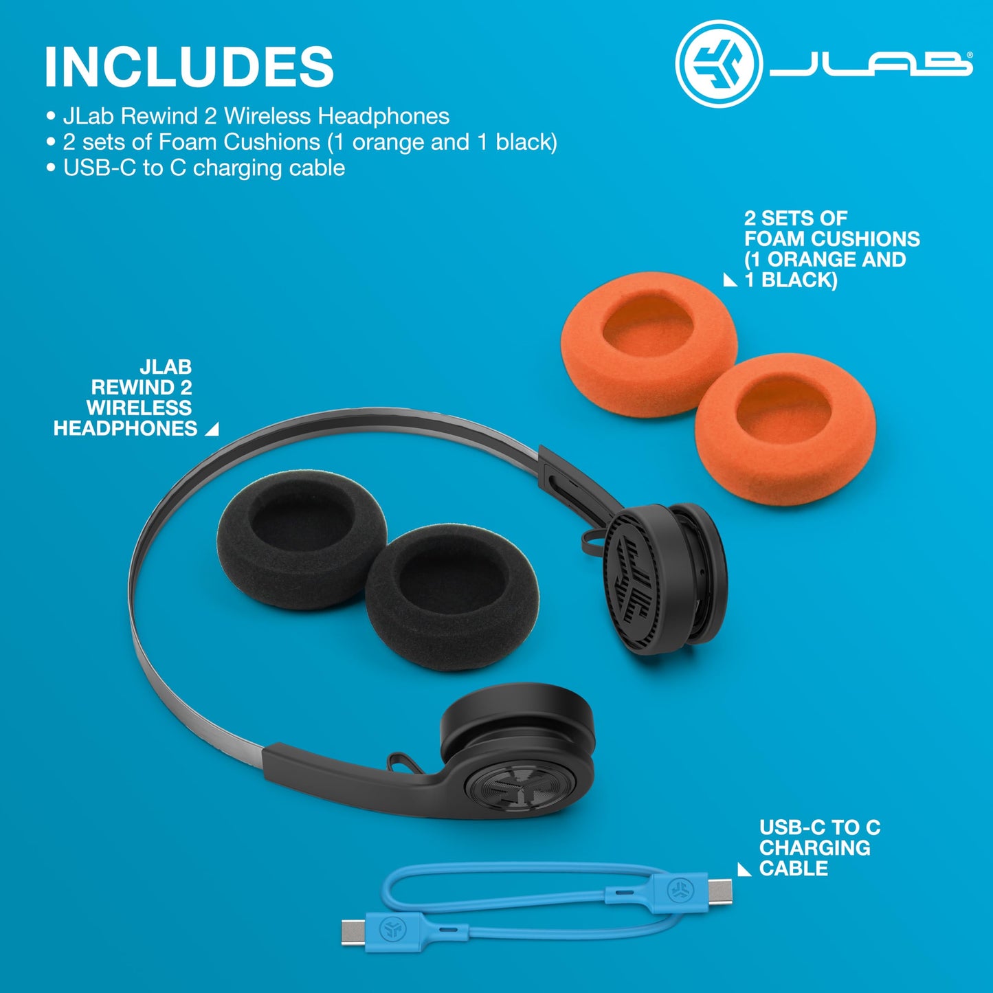 JLab Audio Rewind Wireless Retro Circumaural Diadema Negro - Auriculares (Circumaural, Diadema, Inalámbrico, Bluetooth, Negro)