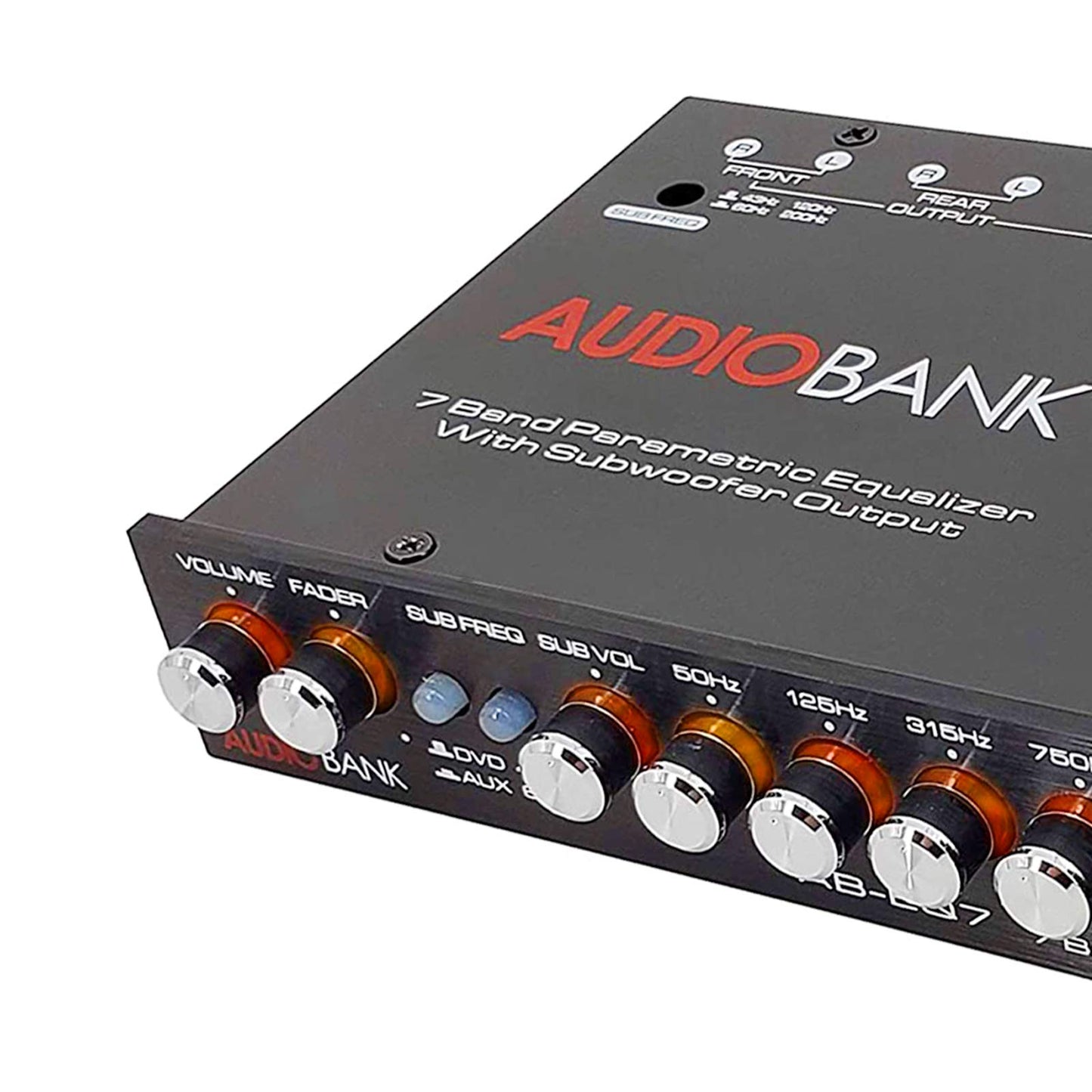 Ecualizador de Audio Audiobank 7 Bandas Ajustable para Coche con Salida de Subwoofer 43-120Hz