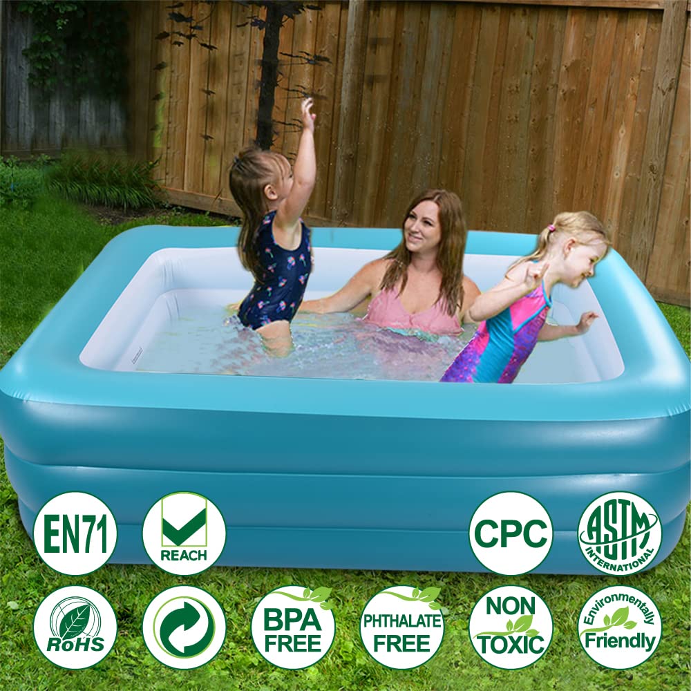 Piscina Inflable Familiar Verde con Piso Suave para Patio o Interior