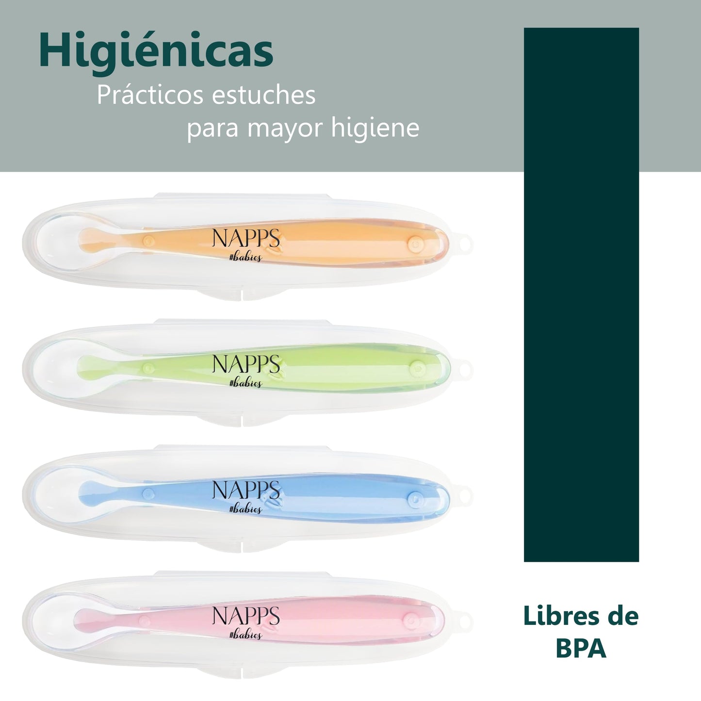 Cucharas silicon 4 pack nappsbabies