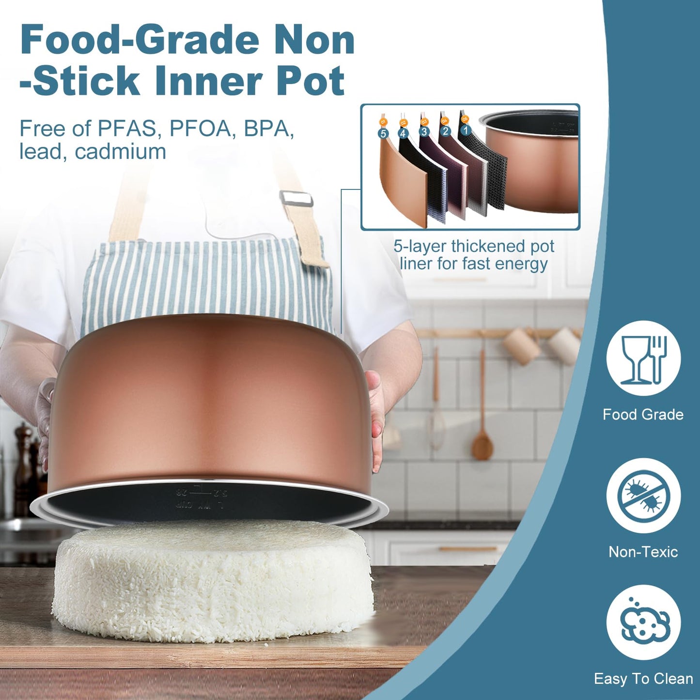 Arrocera comercial grande de 15 litros, 84 tazas cocidas, 32 tazas de arroz sin cocer, olla eléctrica y calentador de arroz, calentamiento automático, acero inoxidable con operación de un solo toque