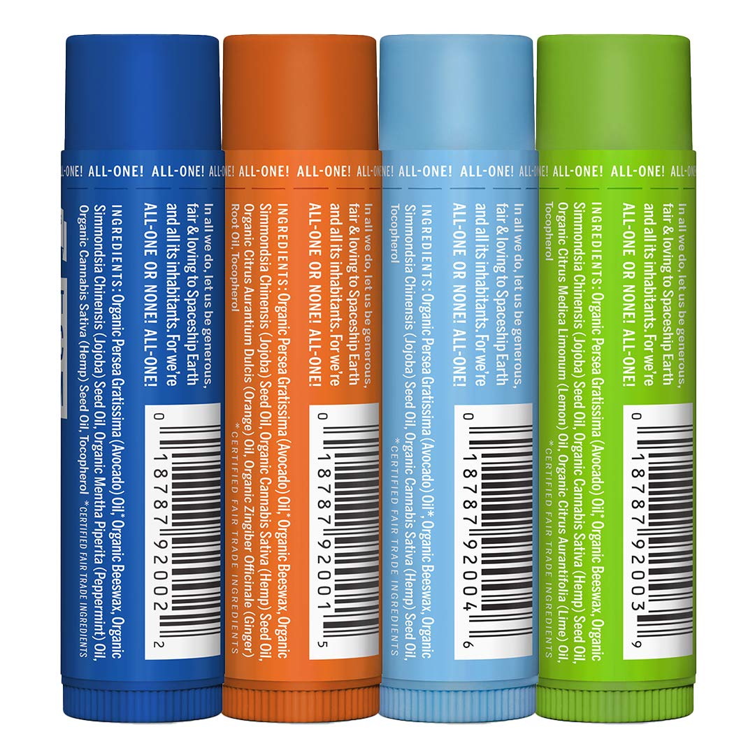 Bálsamo Labial Orgánico Dr. Bronner's Naked, Peppermint, Lemon Lime, Orange Ginger