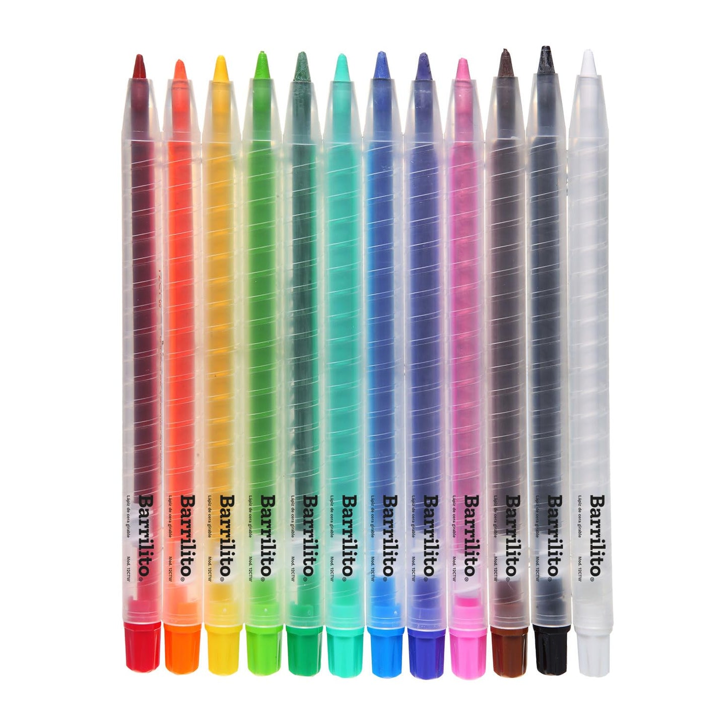 Barrilito Lápices de Cera Girables, 12 Colores. 12CTW