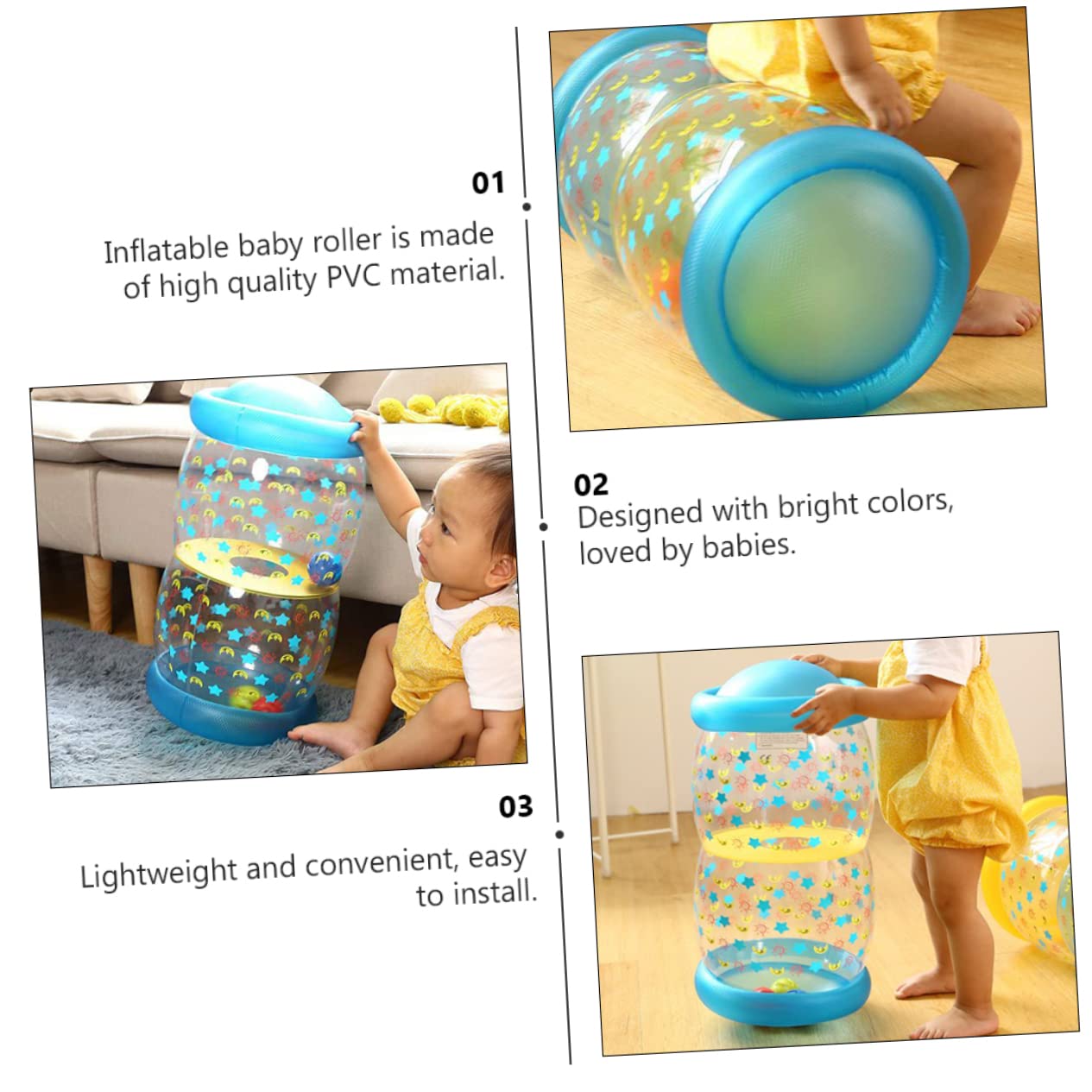 Hohopeti Juguete Inflable De Gateo Rodillo De Gateo Juguete para Ejercitar Músculos