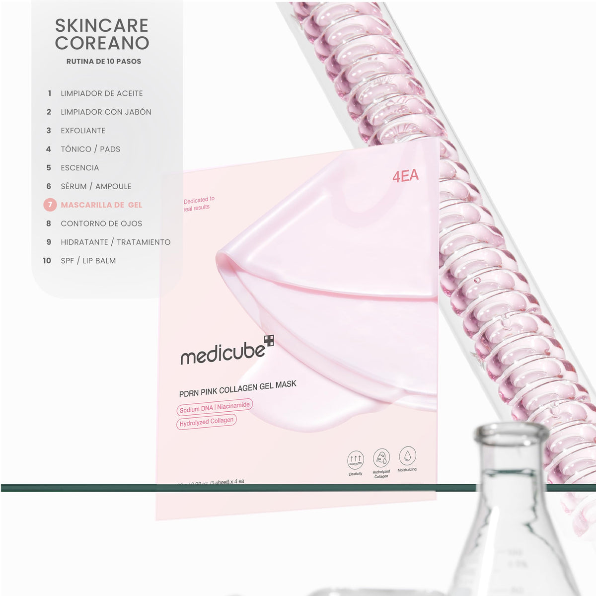 PDRN Pink Collagen Gel Mask by Medicube for Women - 4 Pc Mask