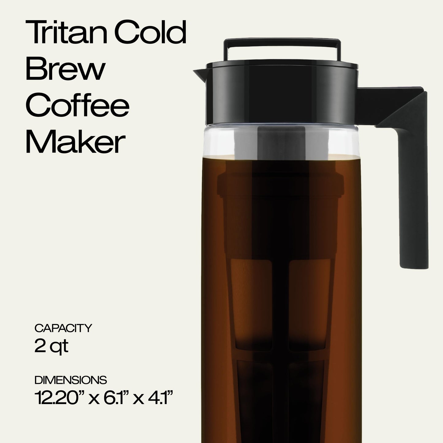 Cafetera Takeya Negro con Cierre Hermético y Mango de Silicona