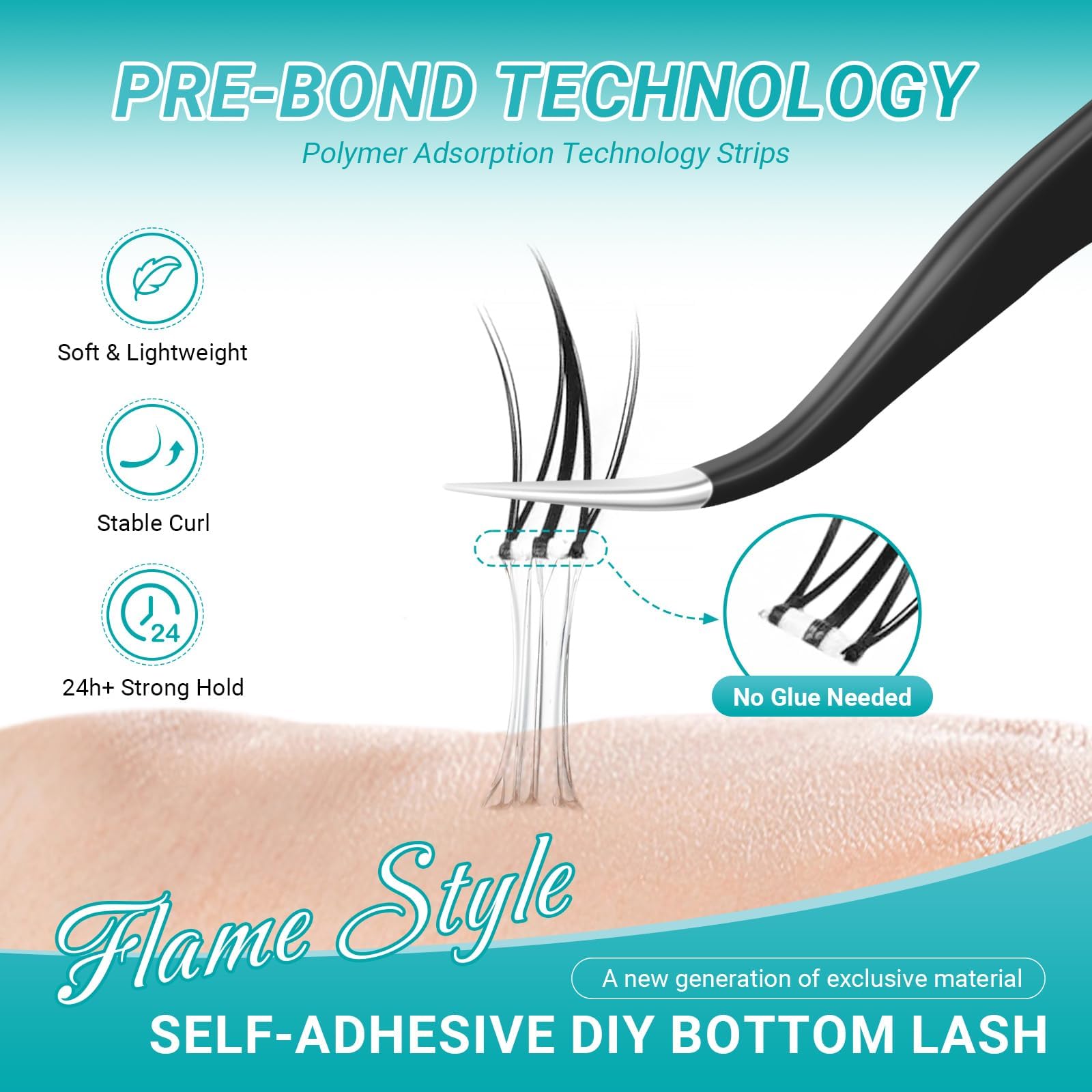 NAGARAKU Pestañas inferiores postizas 80 Pcs No Necesita Pegamento Ni Removedor Presión En Un Solo Paso Pestañas Reutilizables Prepegadas En Casa Pestañas Inferiores (BSA-01, 0,07 J Curl 6-8 mm)