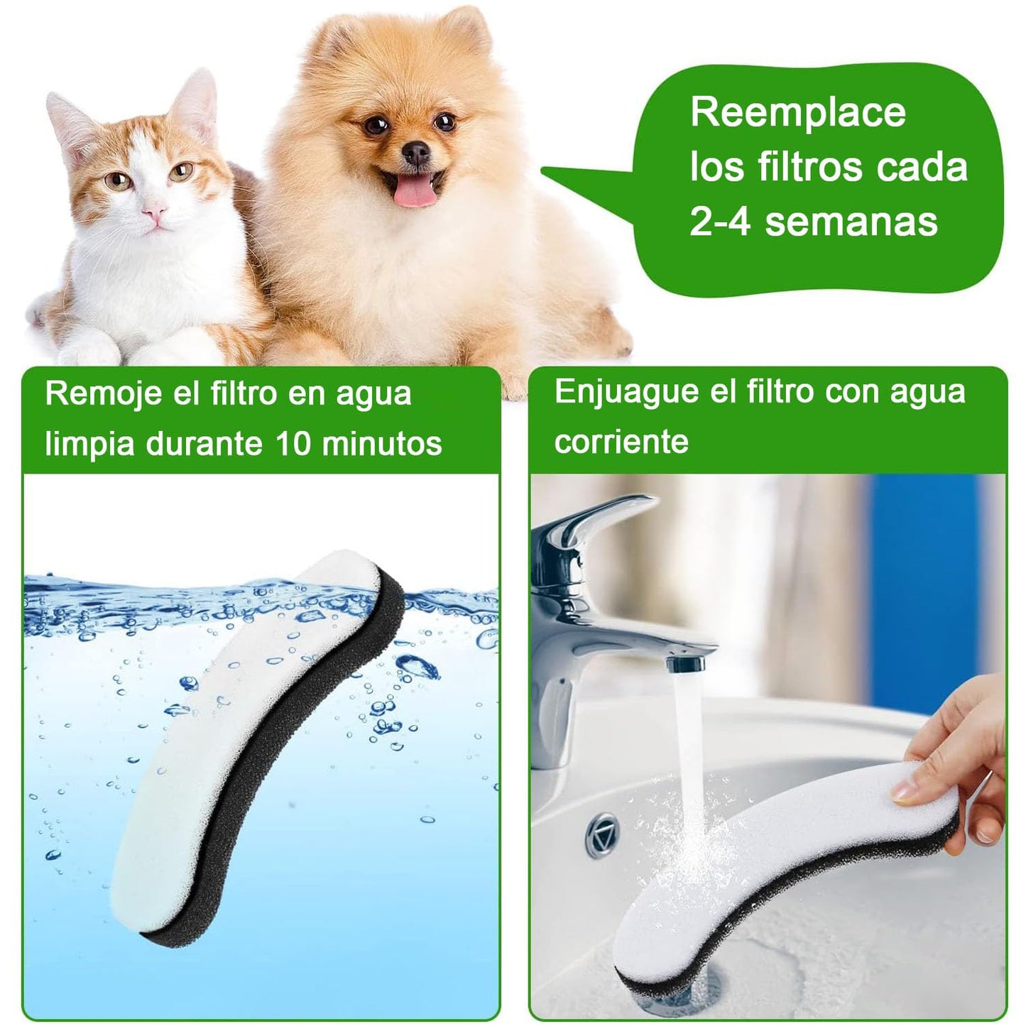 Filtro De Fuente De Agua para Mascotas,Filtros de 12 uds para filtros Transparentes de Fuente de Agua de Gato de 50 oz/1.6 L WF100 y 50 oz/1.5 L WF050, Filtro de Repuesto de Filtro de carbón Activado