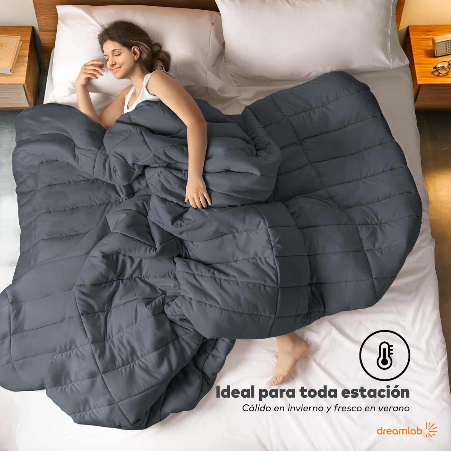 Dreamlab Edredón Acolchado para Toda Estación. Relleno de Microfibras Recubiertas con Gel. Lavado a Máquina. Usar como Edredón o con Funda Duvet. Hipoalergénico. (Grafito, King Size 259 x 223cm)