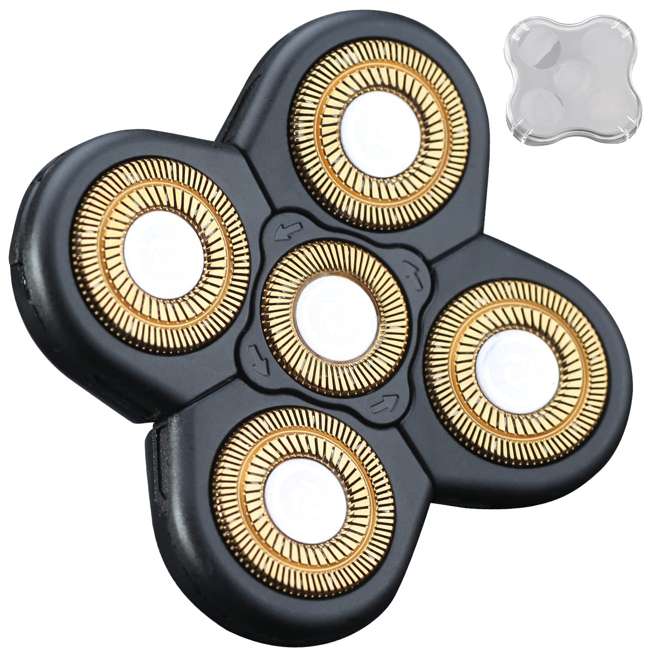 Cabezales de repuesto para afeitadora de cabeza de 5 cuchillas, cuchillas de repuesto universales para afeitadora de cabeza de cuchilla eléctrica para hombres (oro 5D)