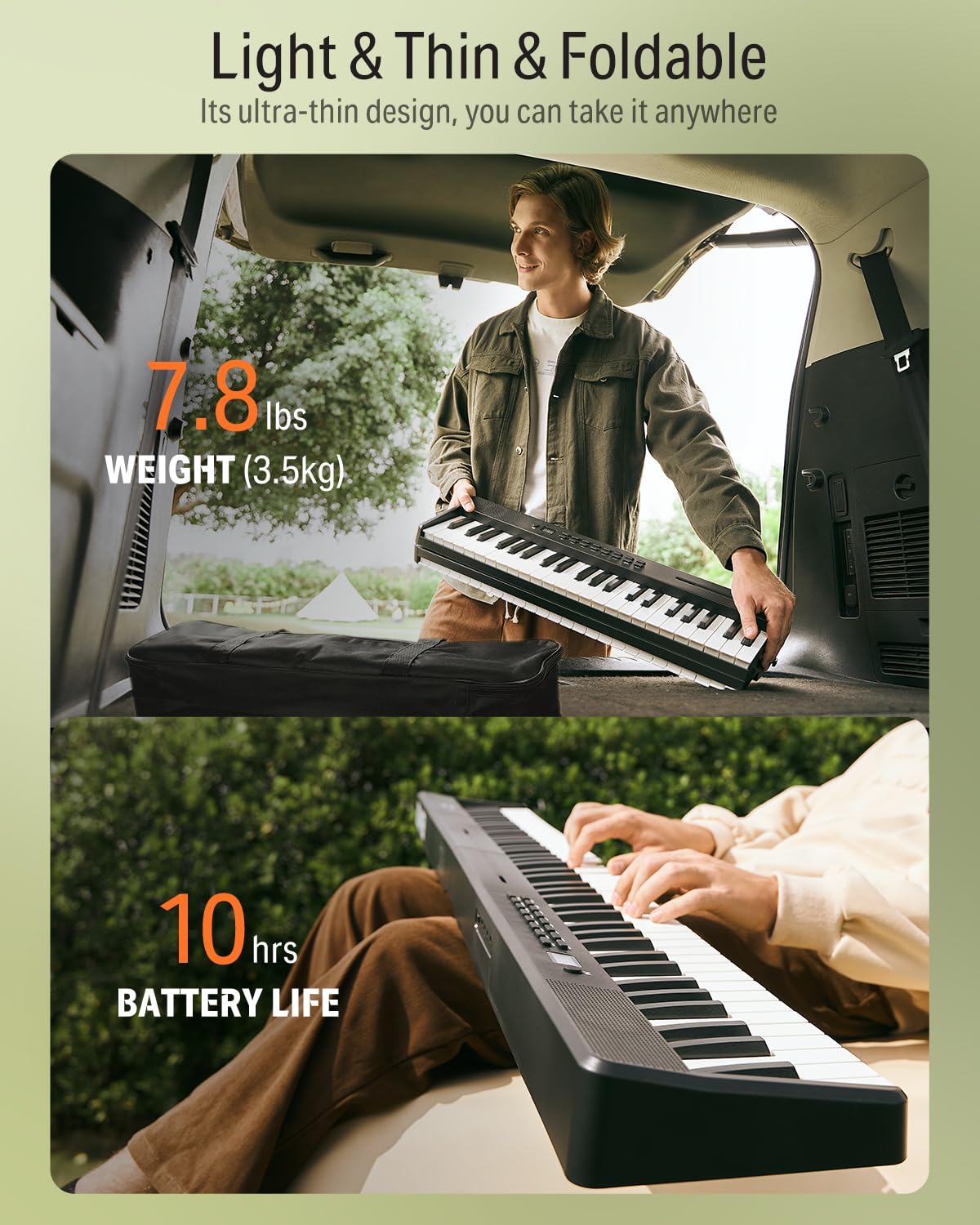 Donner DP-10 Teclado de Piano Portátil de 88 Teclas para Principiantes, Teclado de Piano Plegable Bluetooth con Teclado de Tamaño Completo de 88 Teclas, Acorde, Grabación, Paquete de Piano Digital