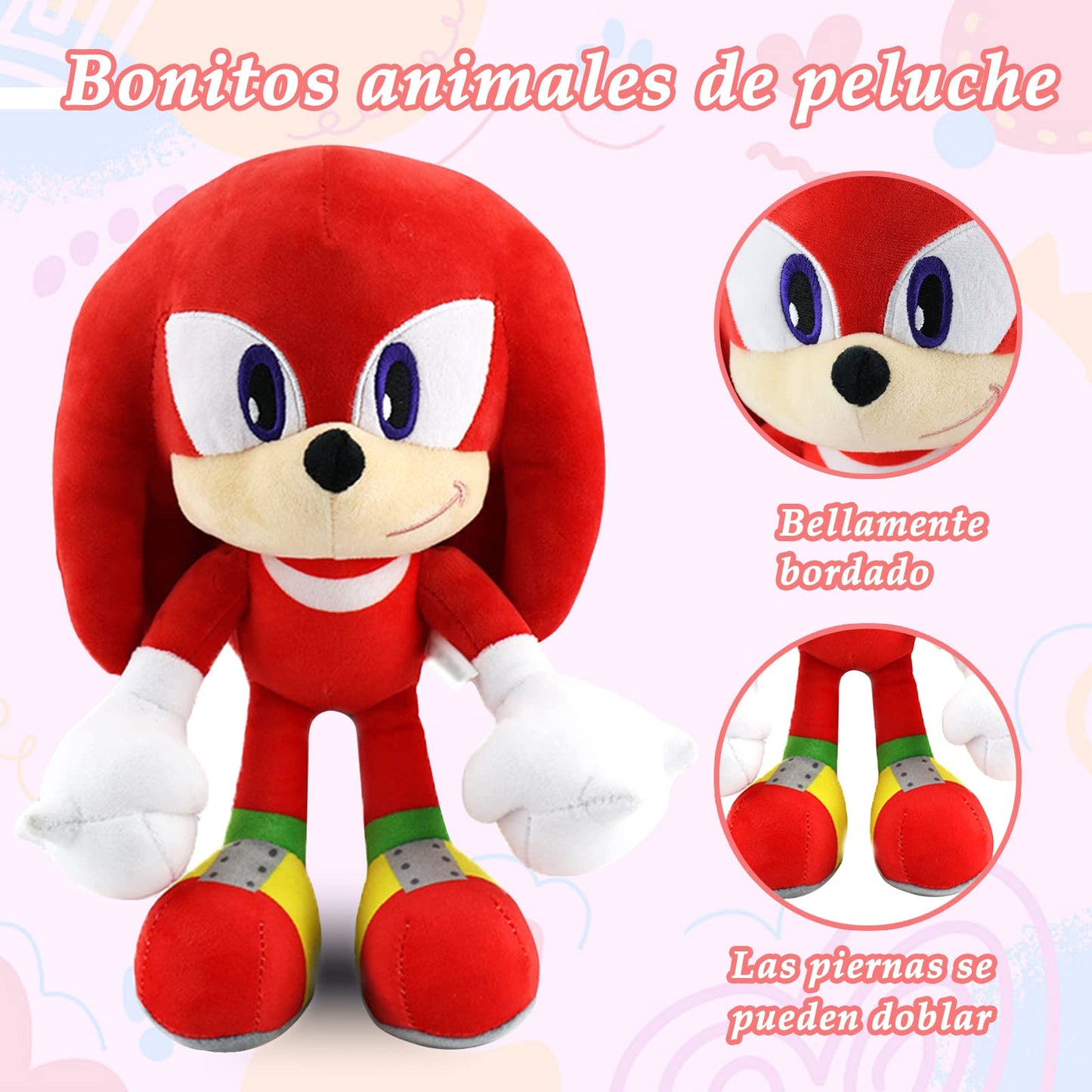 Juguetes de peluche para Hedgehog,12 pulgadas personajes de dibujos animados,Juguete de Peluche Suave para Sala de Estar,Oficina,Coche,Regalos navideños perfectos Para Niños y Niñas (Rojo)