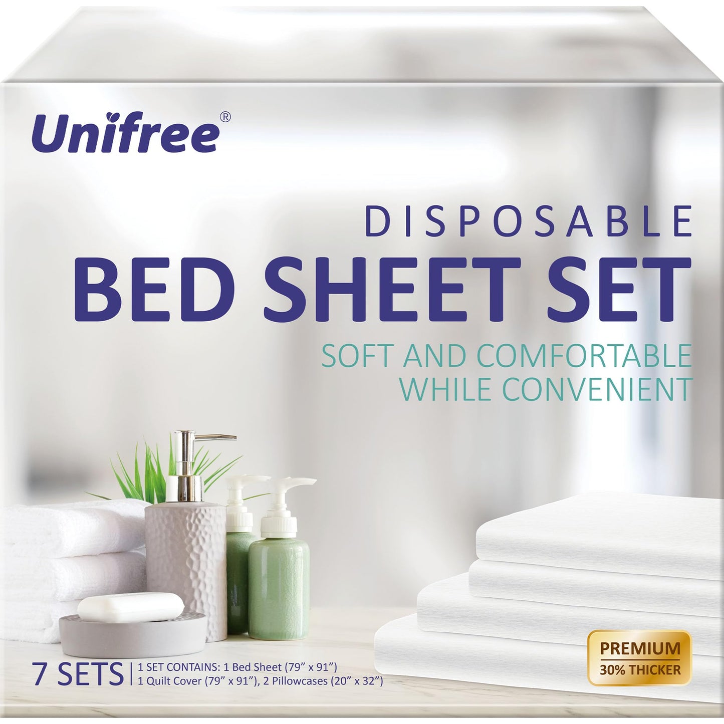 Juego de Sábanas Desechables de Viaje UNIFREE Blanco para Hotel