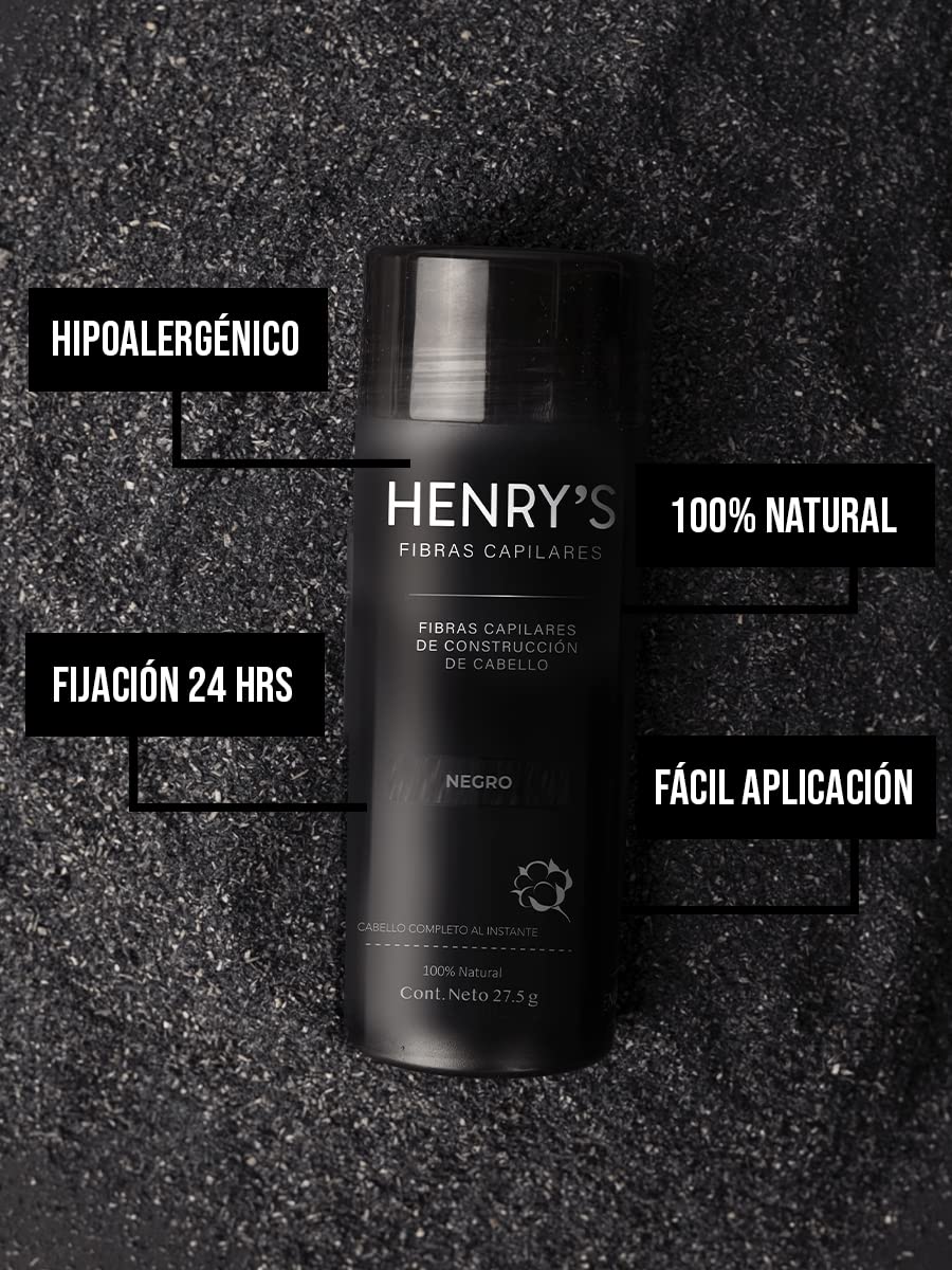 Fibras Capilares, NEGRO, Solución para la Calvicie, Caida de Cabello, Alopecia o falta de Volumen. 27.5 gramos, Sin aplicador. Fibras de Construcción de Cabello. Ideal para el Cabello Delgado. Fibras de Algodón 100% Natural. Voluminizador y texturizador d