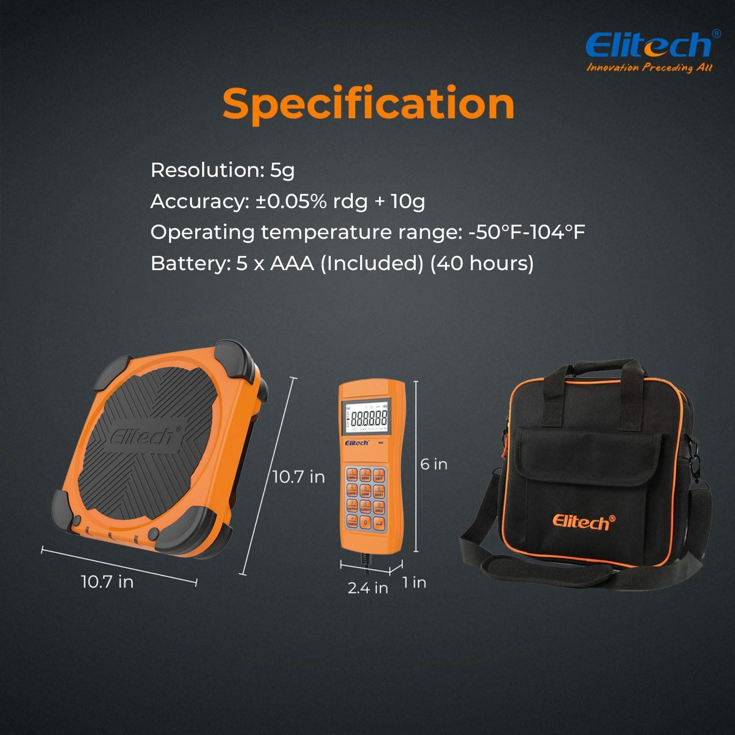 Elitech LMC-200 Báscula Electrónica Refrigerante la Medida Más Pesada 100KG Pesadora de Carga de Refrigerante Escala de Peso Digital para HVAC y AC Alta Precisión