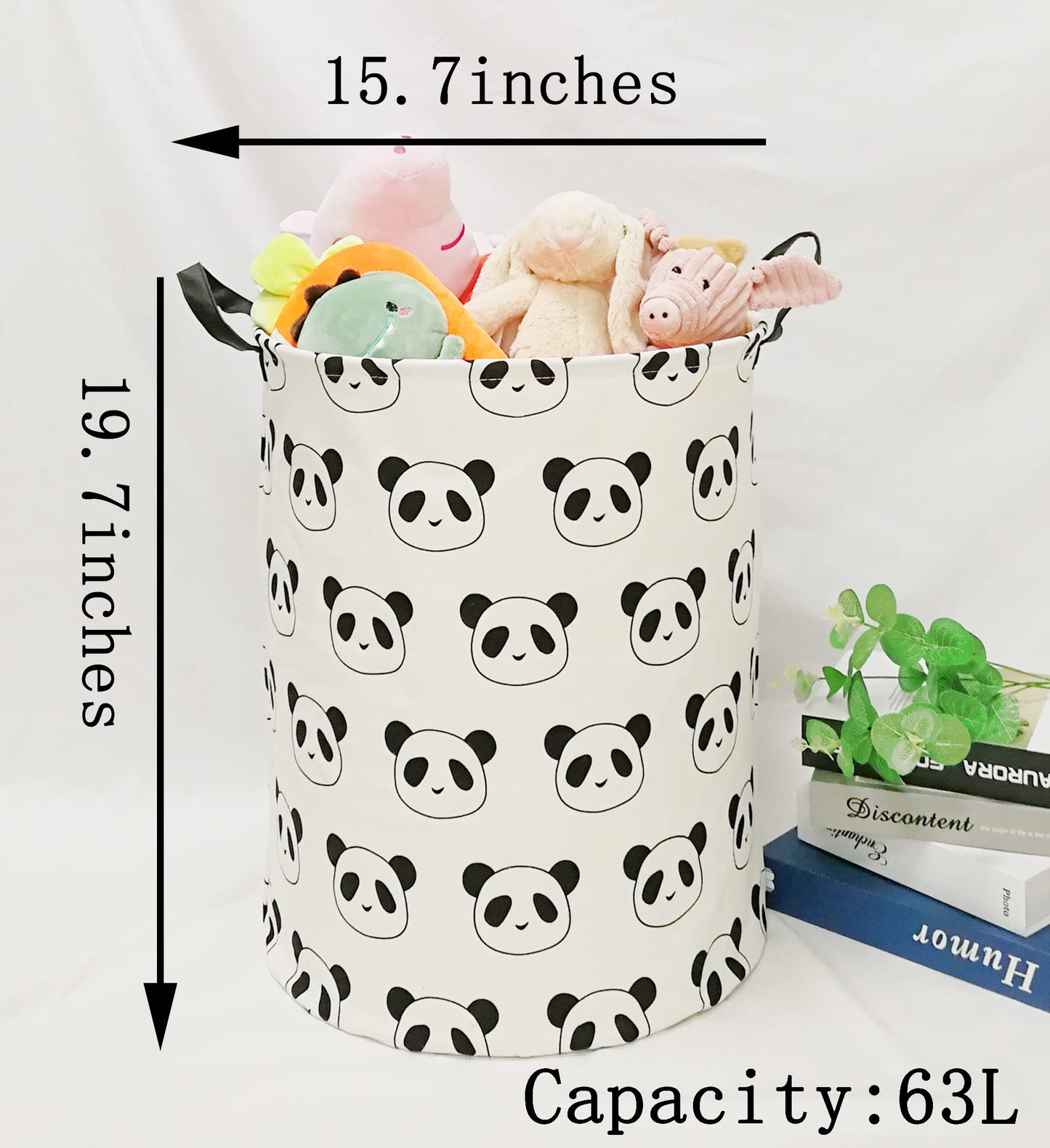 DUYIY Cesta Organizadora para Ropa de Niños con Asa Cesta de Almacenamiento para la Lavandería Organizador de Juguetes Caja de Ropa Cesta para Guardería Cesta de Regalo con Asas (Panda)