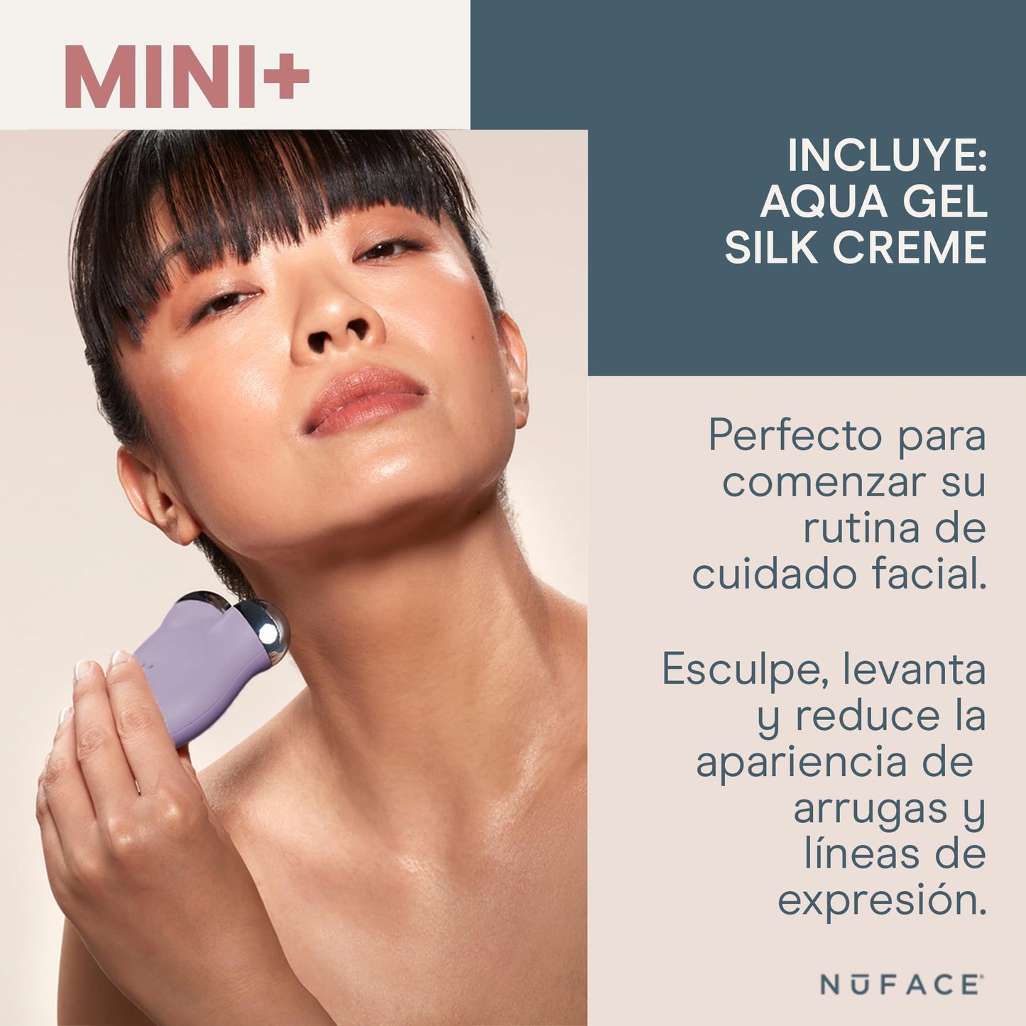 NUFACE | Skin Care Kit de Inicio MINI+ | Dispositivo Portátil Microcorriente Violeta + 2 Serum y Brocha | Gel Conductor Facial Hidratante Facial con Acido Hialuronico | Skincare Kit