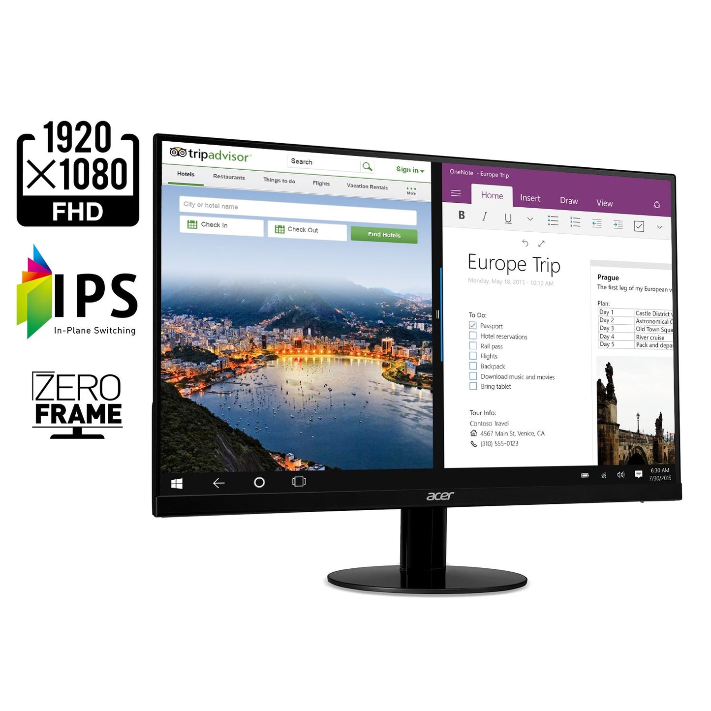 Monitor acer Negro Ultradelgado con AMD Radeon FREESYNC y 1 ms para Juegos