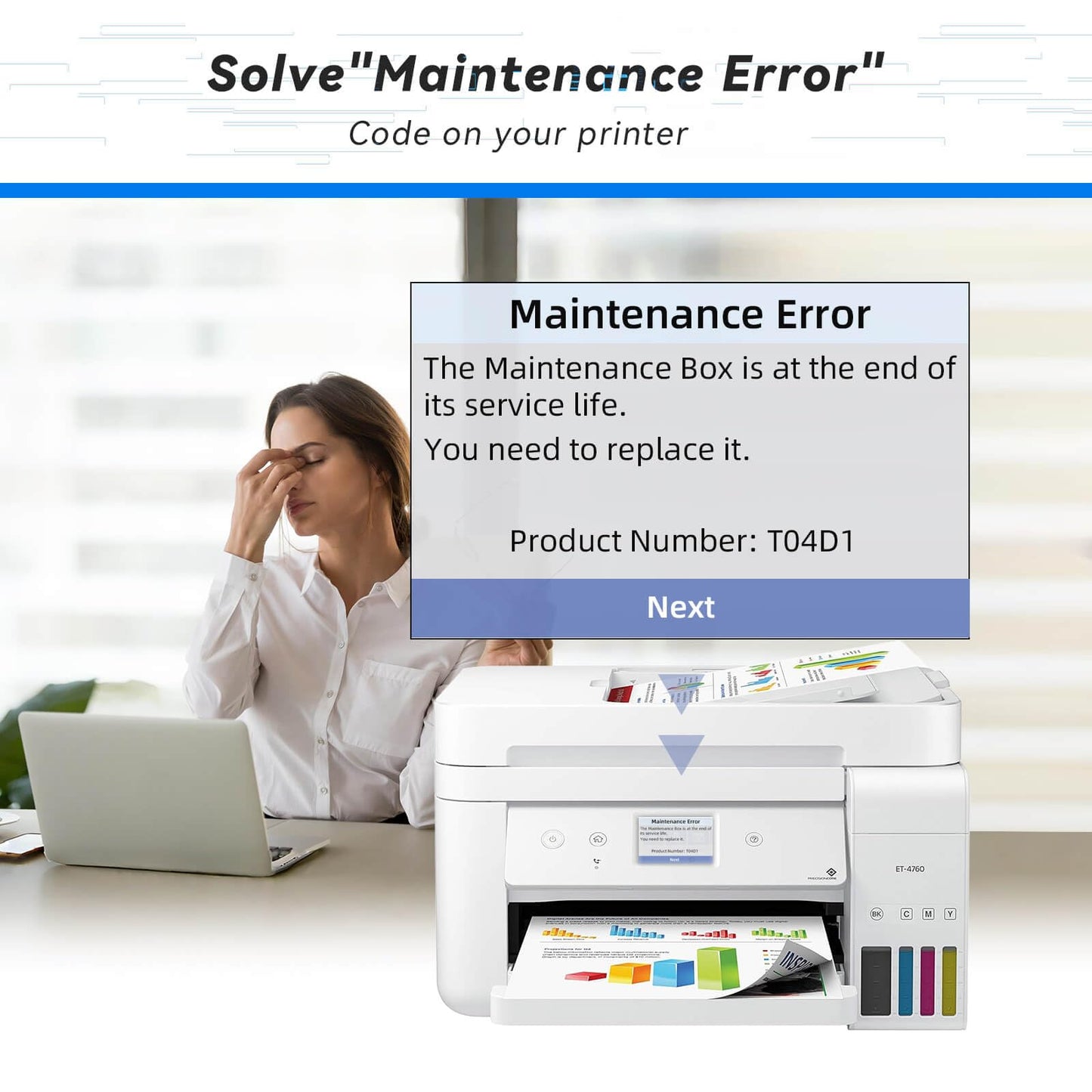 Caja de Mantenimiento EcoTank T04D1 para Modelos ET-15000 ET-3760 y Más