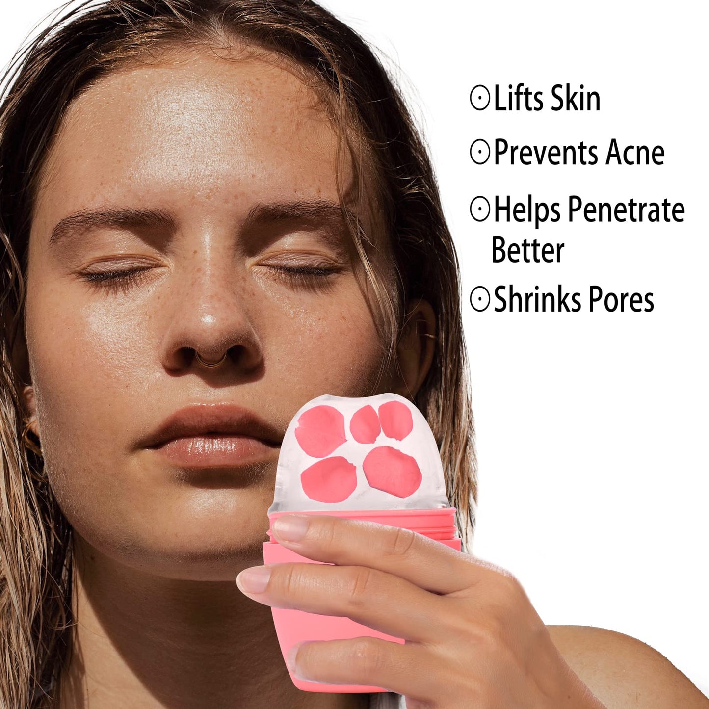 Evmliy Rodillo de Hielo para La Cara, Rodillo de Hielo de Silicona Molde de Hielo Facial para Iluminar La Piel Mejorando El Brillo Natural, Rodillo de Hielo Reutilizable para Aliviar La Hinchazón de L