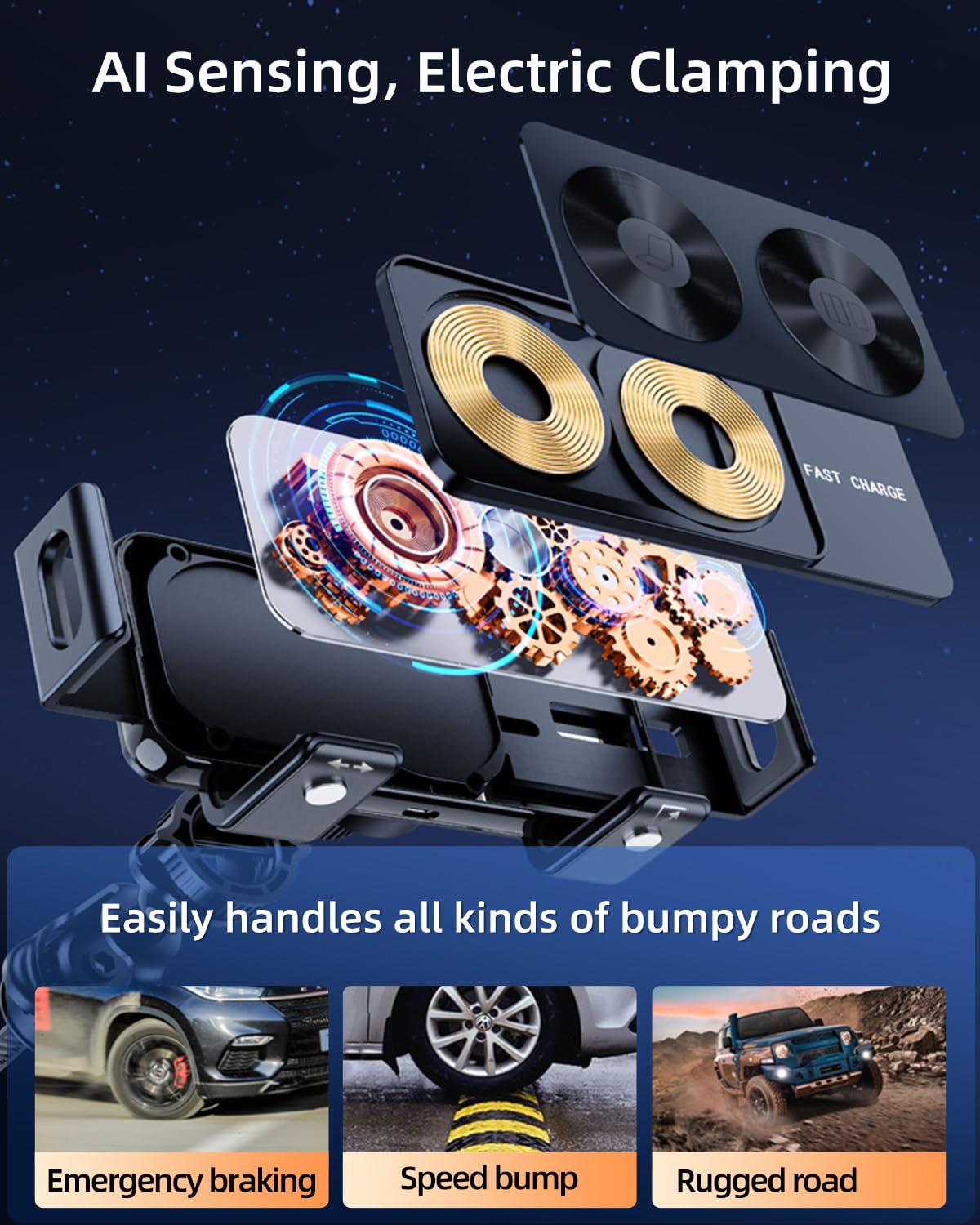 DICMKY - Cargador inalámbrico de coche para Samsung Galaxy Z Fold 7, 6, 5, 4, 3, 2, doble bobina, soporte de teléfono de carga rápida para Pixel 9 Pro, soporte de teléfono celular de ventilación de