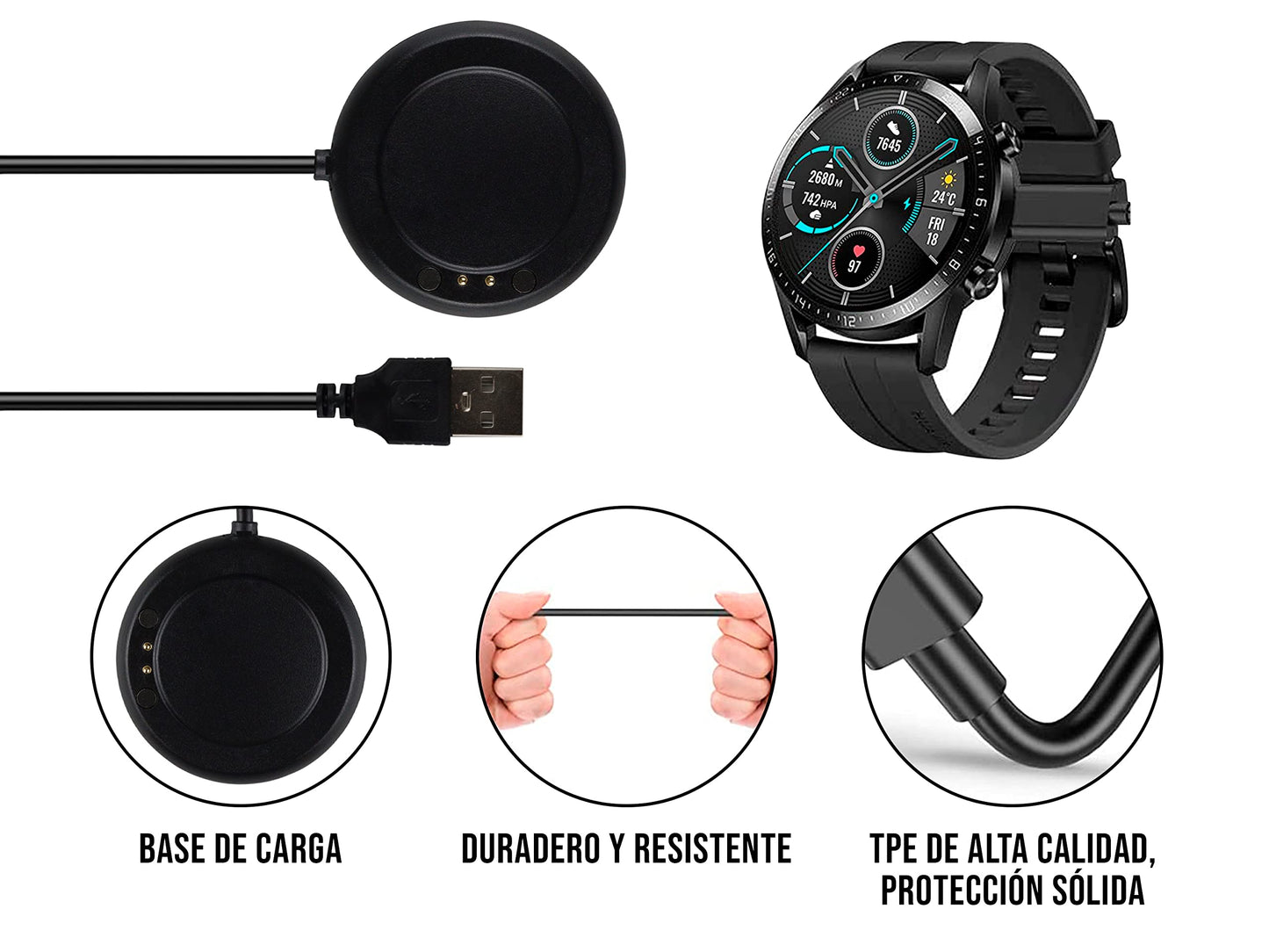 CONTROL EXPERT Cargador para Smartwatch T500, T100, T500PLUS X7 W67 Repuesto