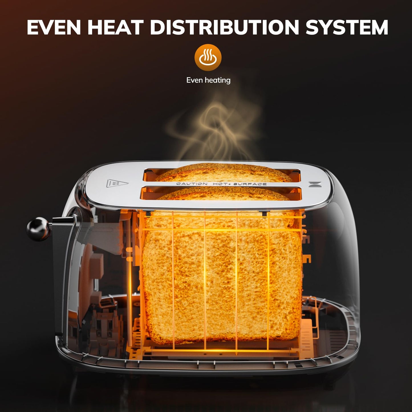 Keenstone tostador inteligente de visualización táctil de 2 rebanadas, tostador retro de acero inoxidable con 6 niveles de dorado, recalentar y descongelar, para bagel, tostado, pan, bandeja extraíble