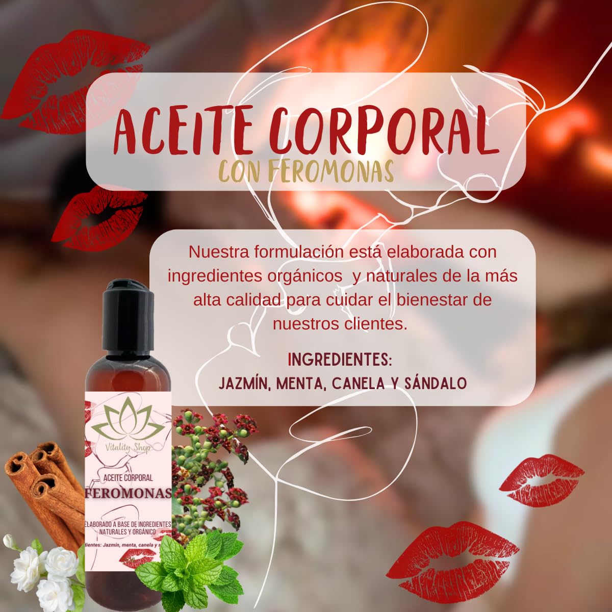 Aceite Corporal Orgánico de Feromonas Aromaterapia para Masaje