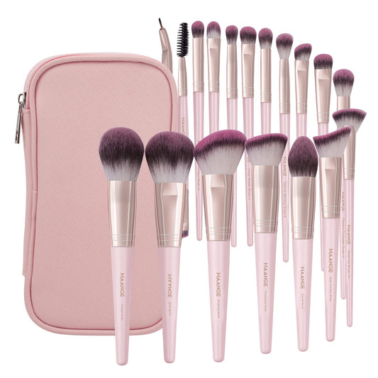 Brochas de Maquillaje con Estuche 18 Piezas Set de Brochas para Maquillaje Profesional Juego de Brochas Kabuki Sintético Premium Sombra de Ojos en Polvo para Base de Maquillaje (Rosa)