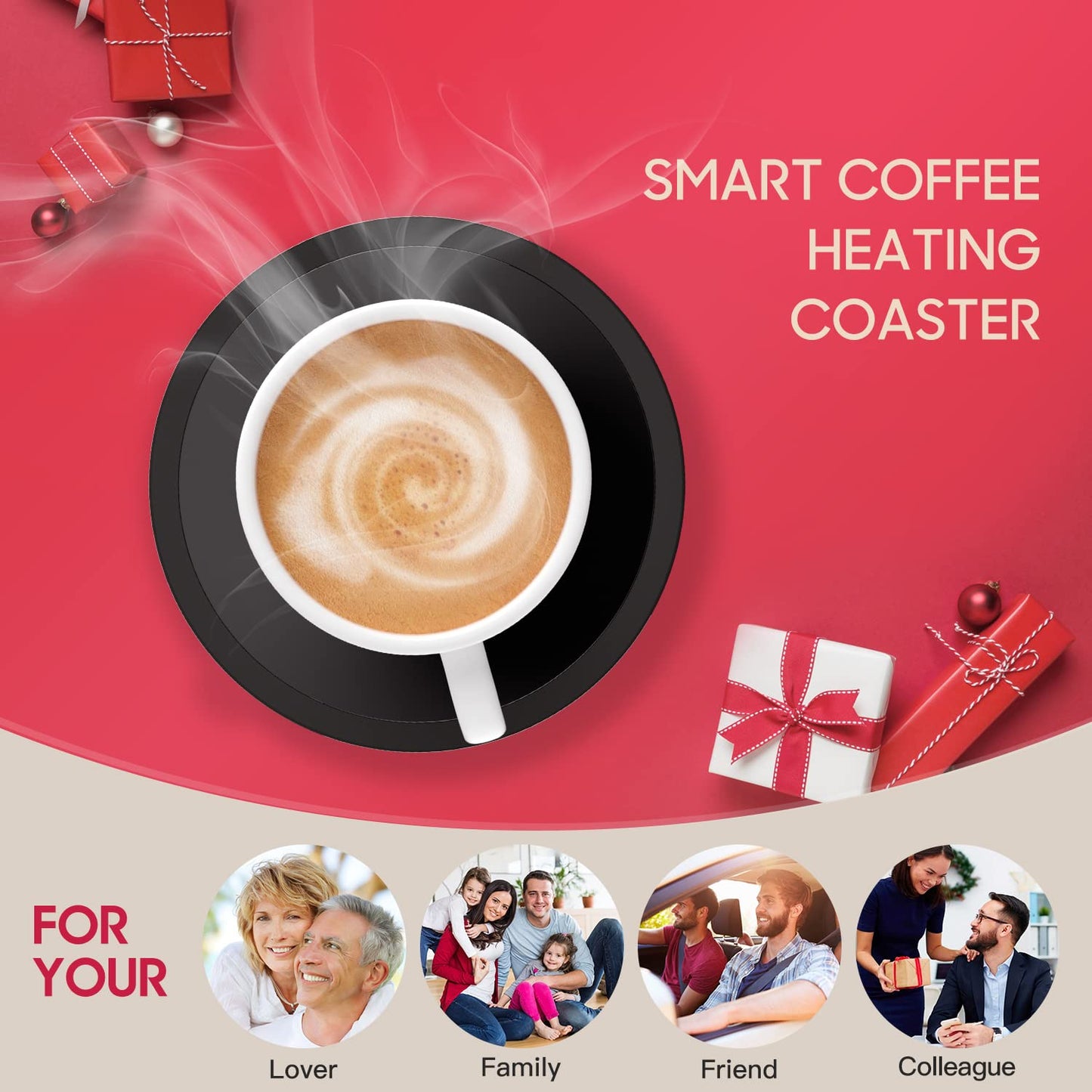 Calentador de Tazas de Café, 36 Vatios Calentador Bebidas con Tres ajustes de Temperatura (Up To 176°F/80℃), para Té/Agua/Leche Calienta Tazas(No Incluye Taza)