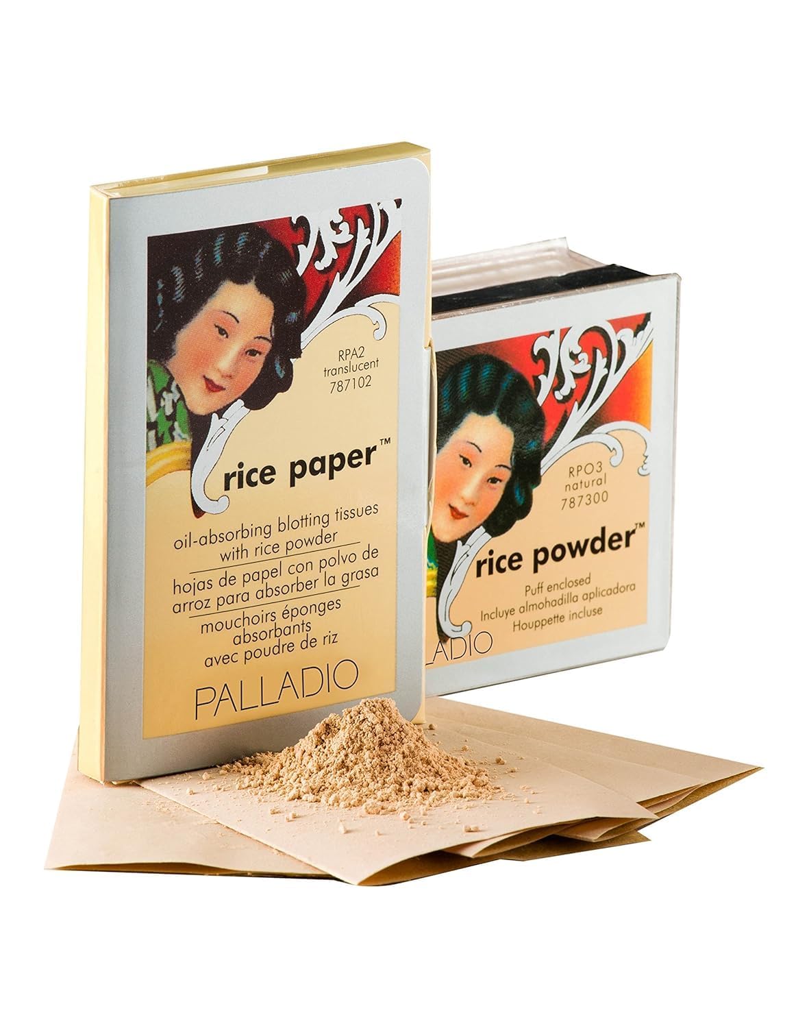 Palladio Papeles faciales de arroz para piel grasa, hojas absorbentes para el rostro hechas de arroz natural, papel absorbente de aceite con polvo de arroz, de doble cara, Warm Beige