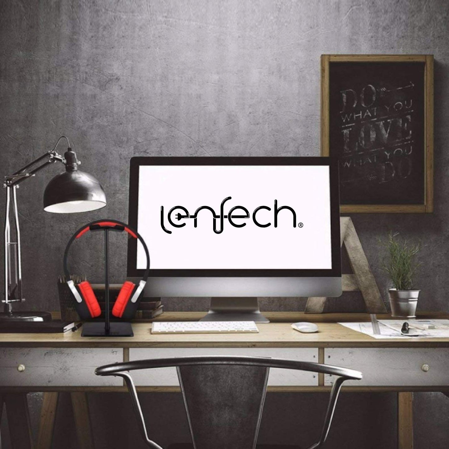 Lenfech boldr Soporte para Audífonos. Base Universal de Escritorio para Auriculares. Organizador de Escritorio. Compatible con Headphones y Gaming Headset Stand. Soporte Gamer (Negro)